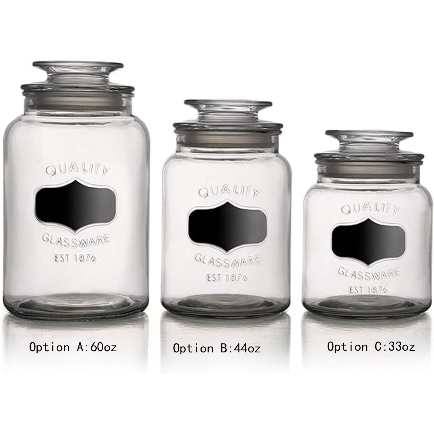 33/44/60oz Airtight Glass Storage Jar w/ Lid 3