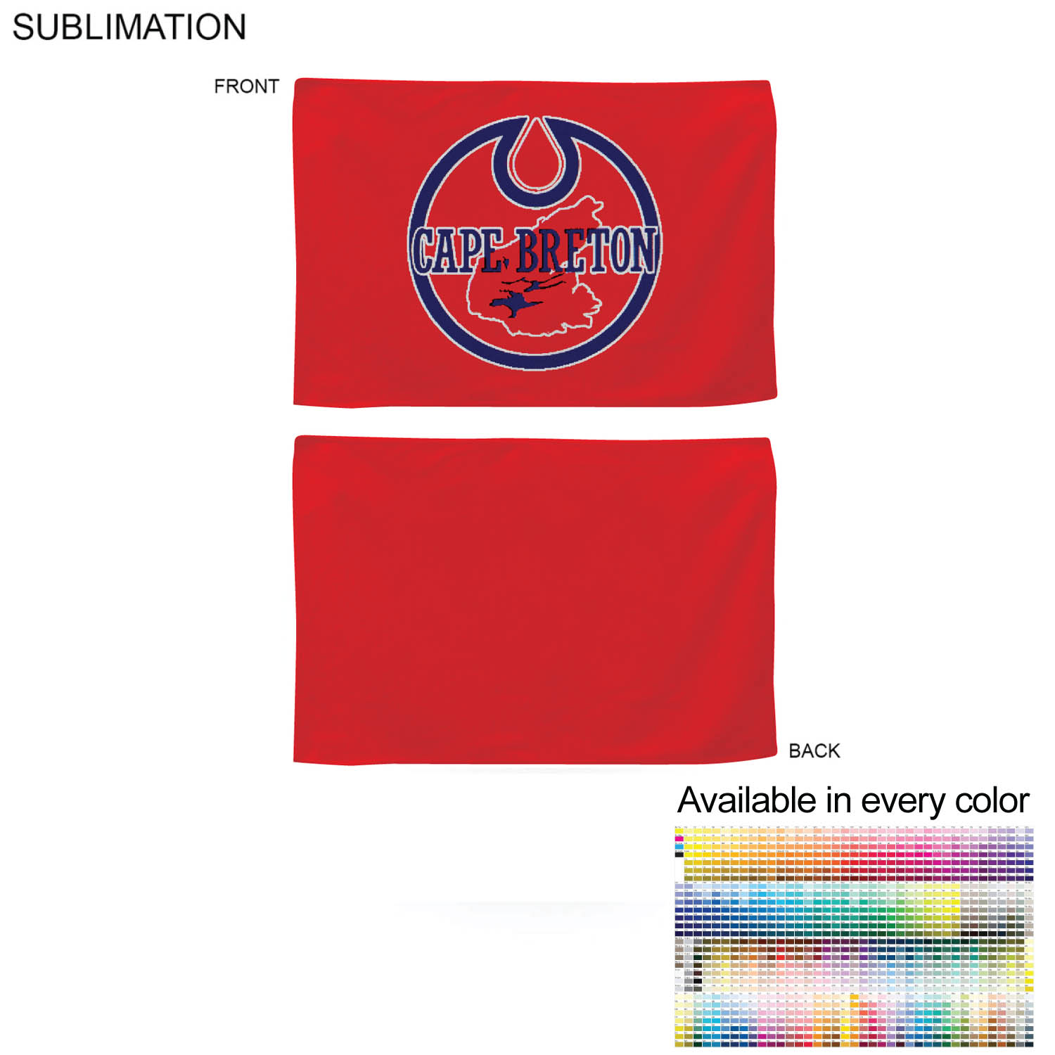 Colored Microfiber Dri-Lite Terry Rally, Sports, Skate Towel, 12x18 Sublimated Edge to Edge 2 sides 12