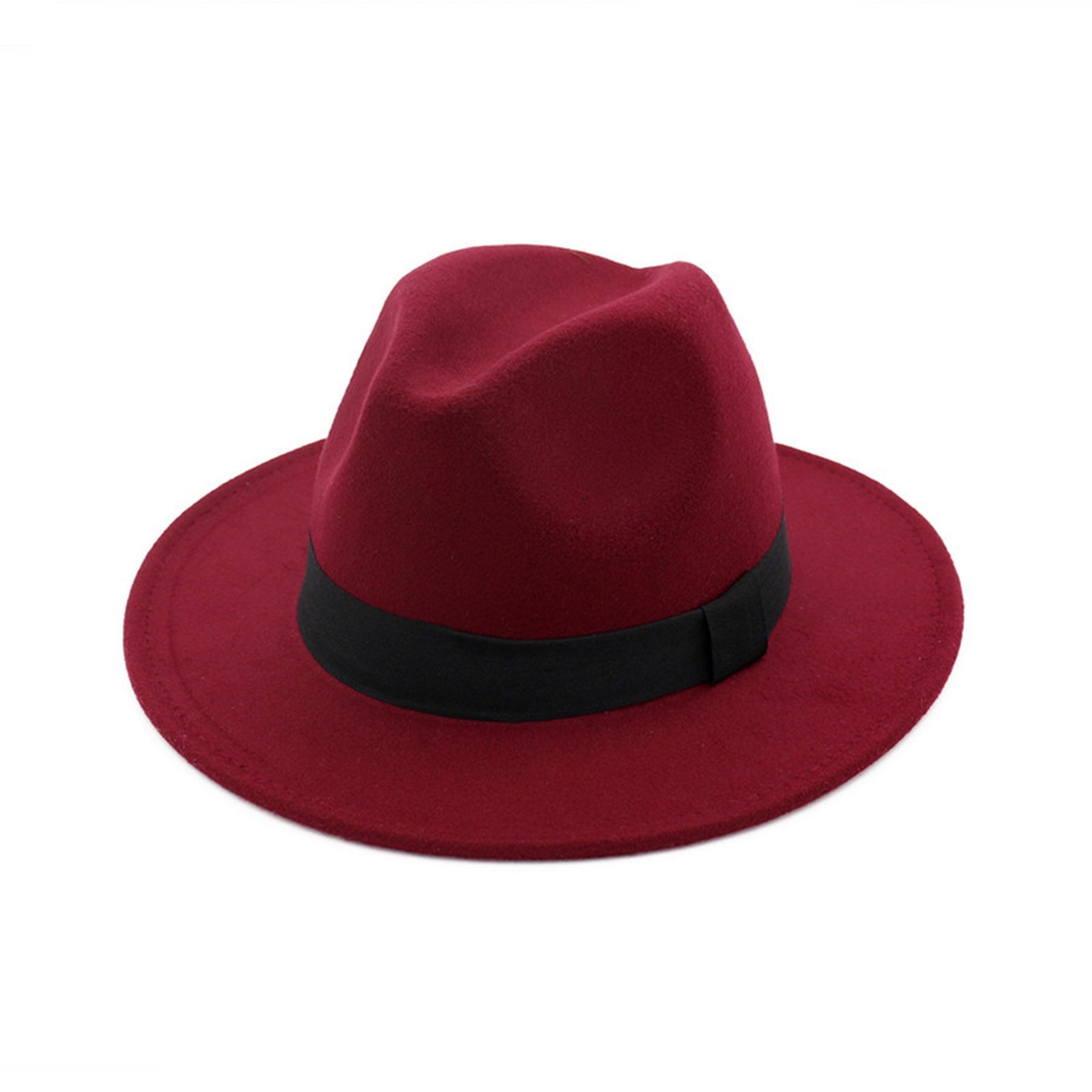 Classic Wide Brim Wool Felt Panama Fedora Hat Jaze Cap 5