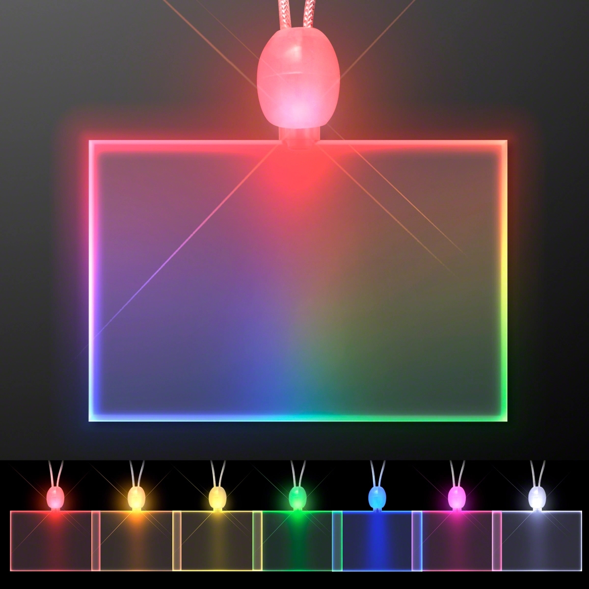 Light-up promotional acrylic rectangle necklaces with LED 5