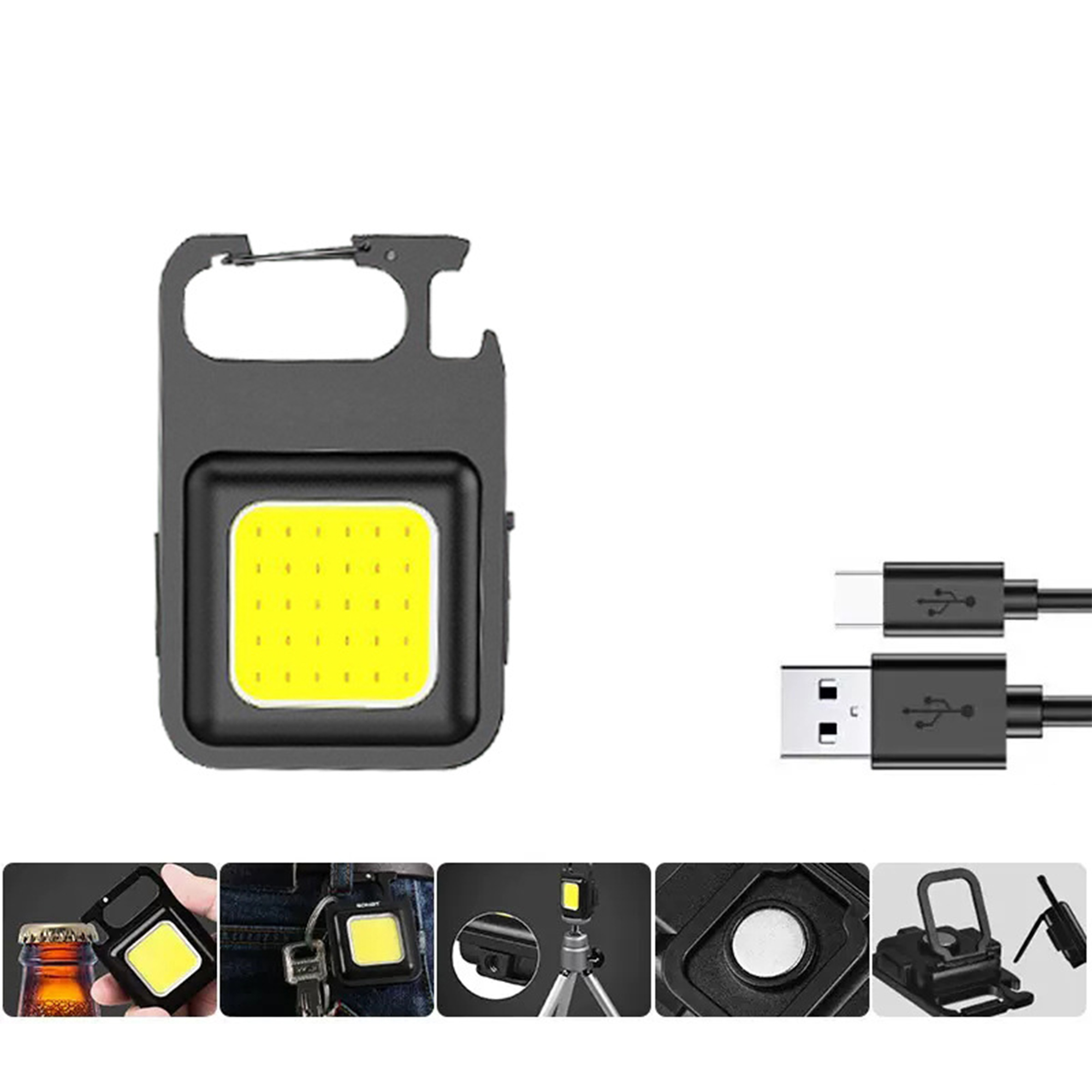 Rechargeable Keychain Cob Light With Carabiner 20.4" 4