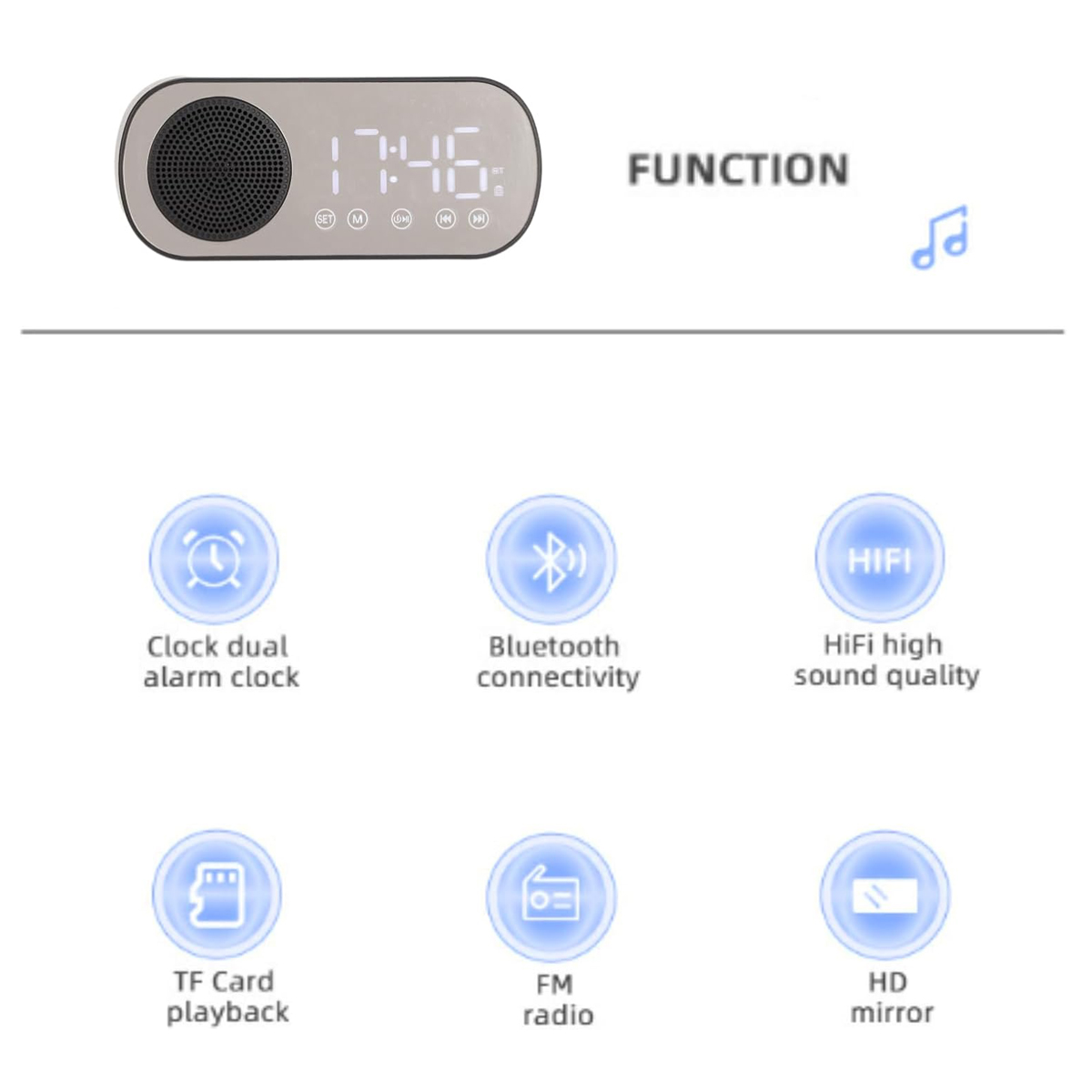 Wireless Speaker with Dual Alarm Clock 3