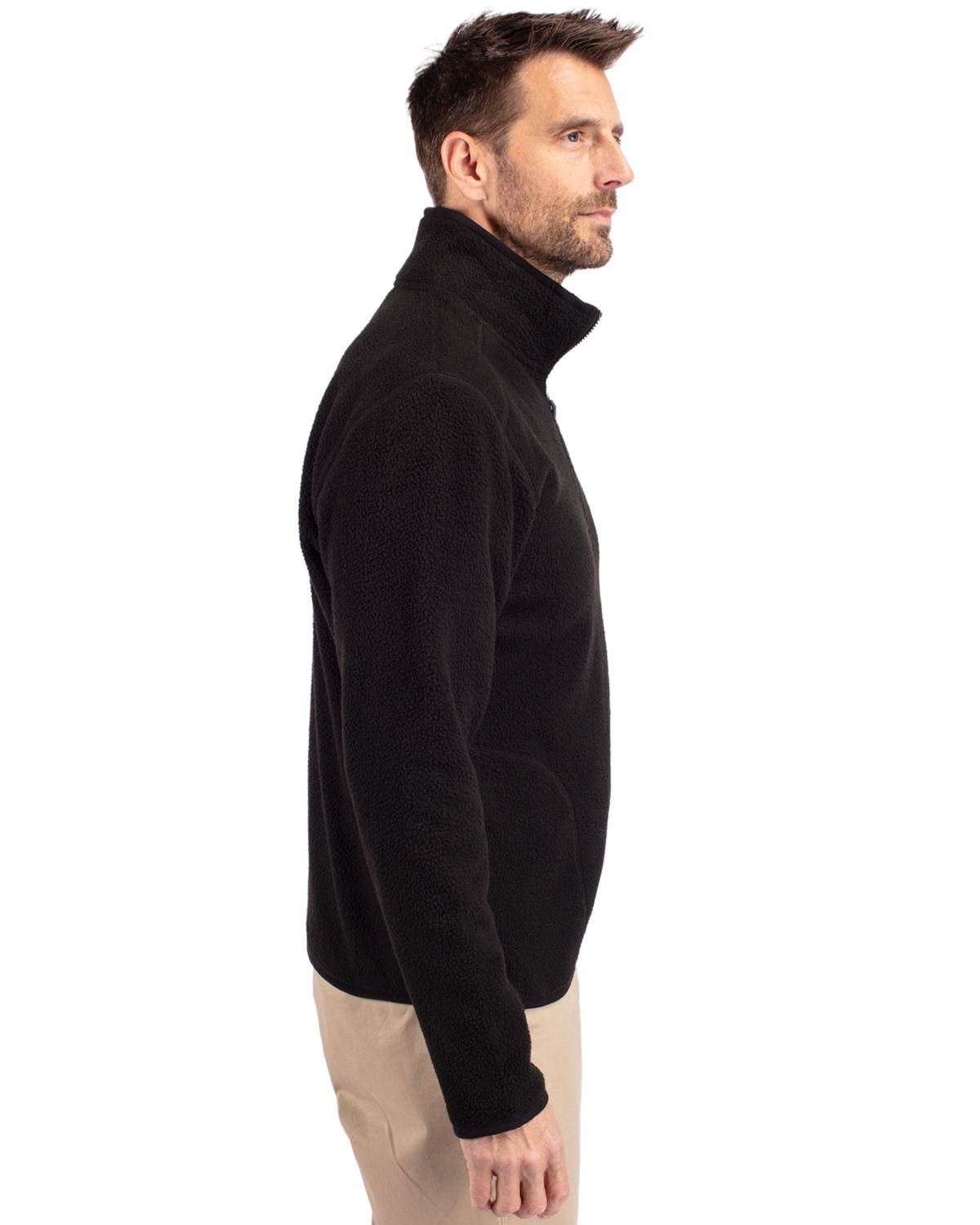 Cutter & Buck Cascade Epic Comfort Recycled Sherpa Fleece Mens Quarter Zip Jacket 28