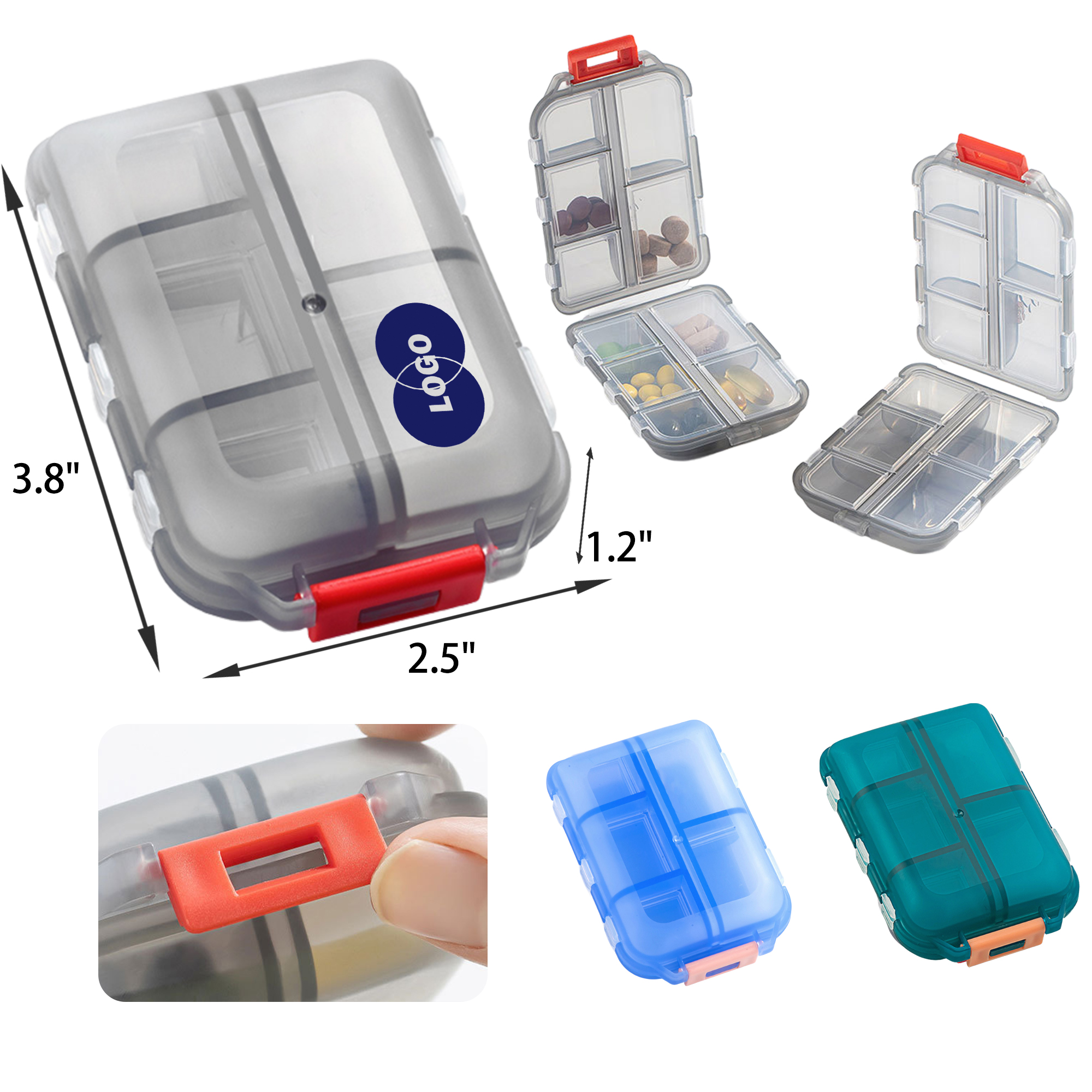 Secure 10 Cell Portable Transparent Medicine Box 3