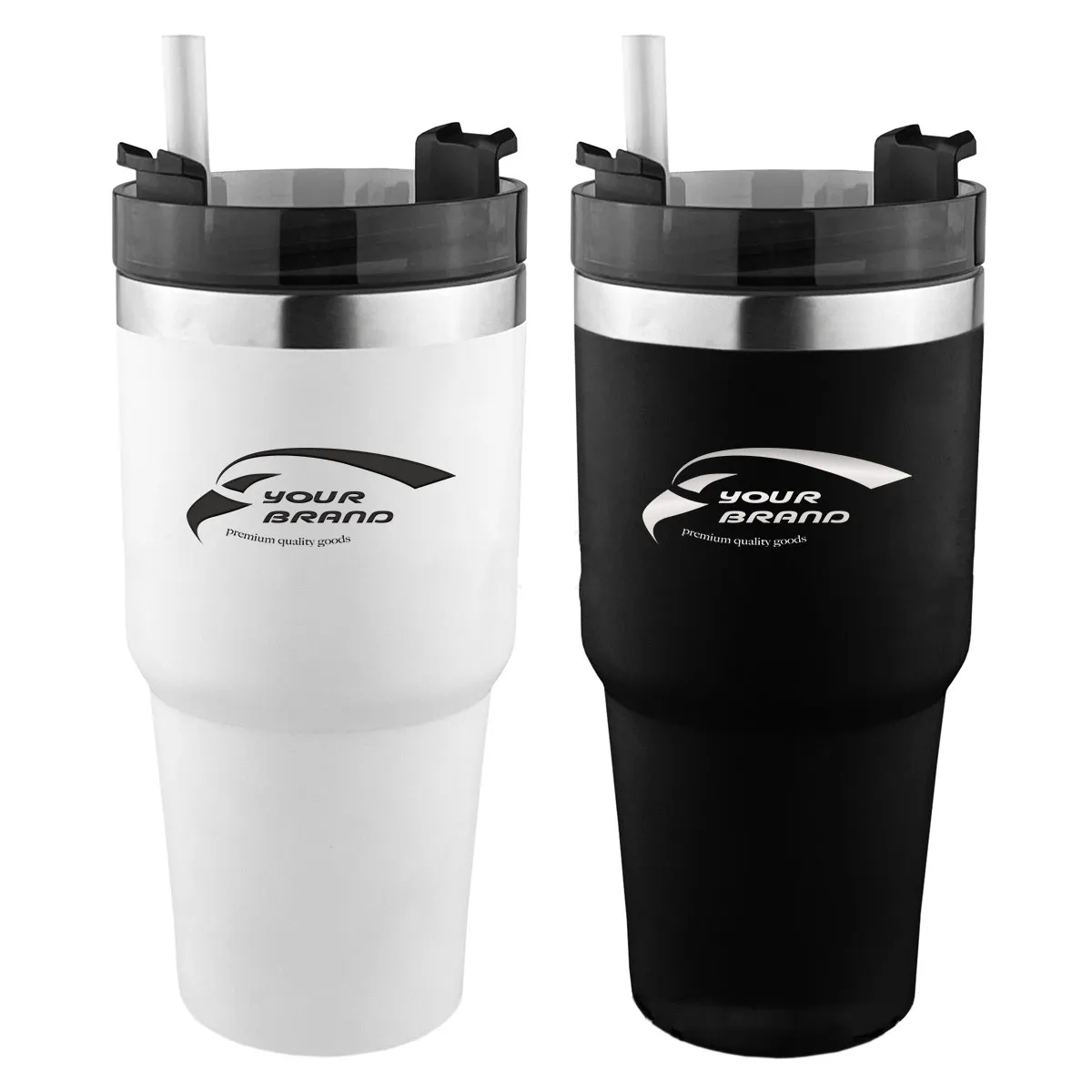20oz Stainless Steel Double Wall Coffee Mug with Flip Straw 1