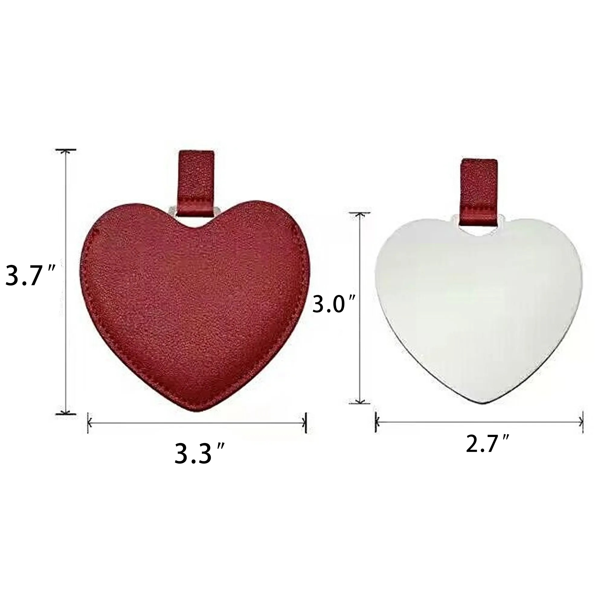 Heart Shaped Leather Makeup Mirror 2