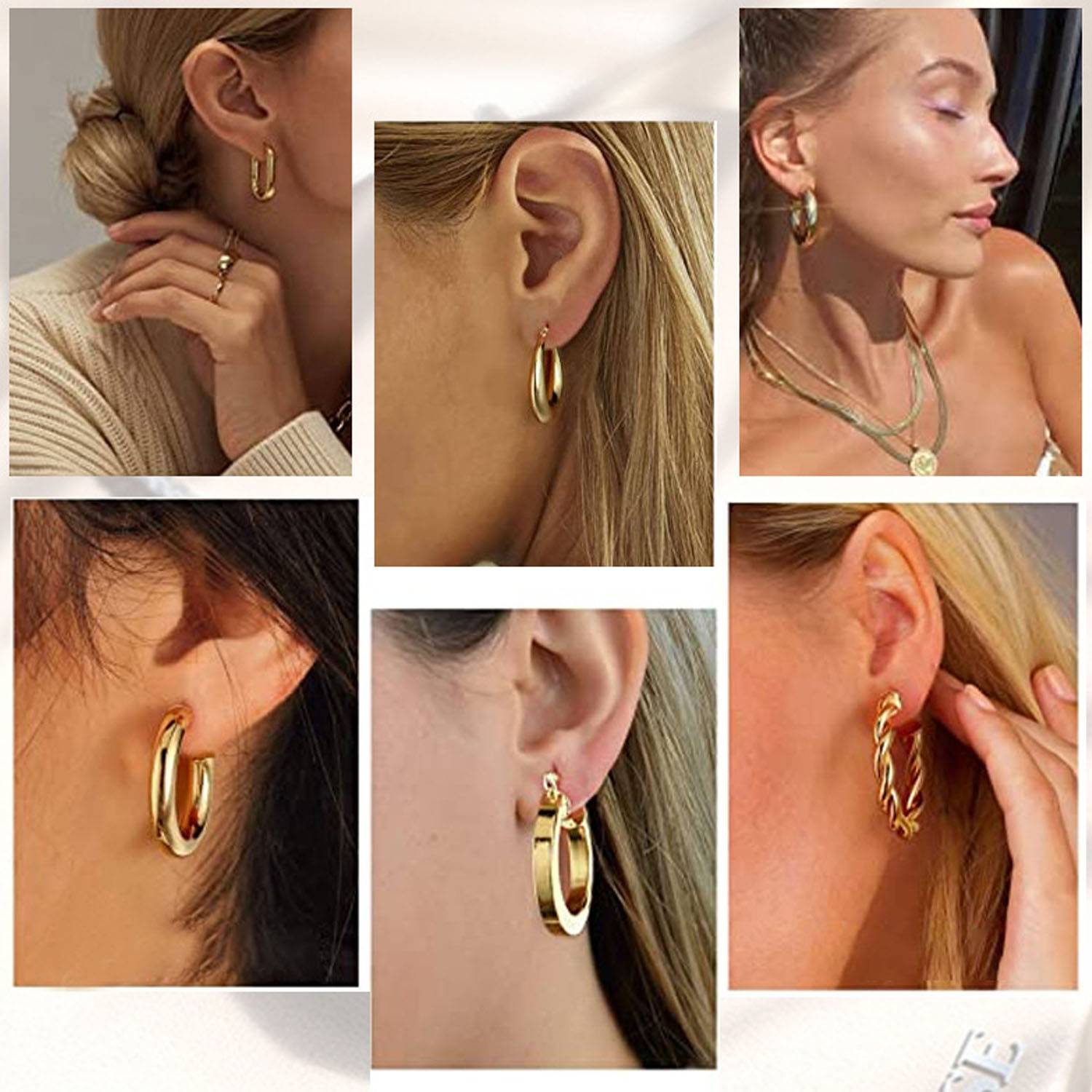 6 pairs of 14K gold-plated earrings set 8