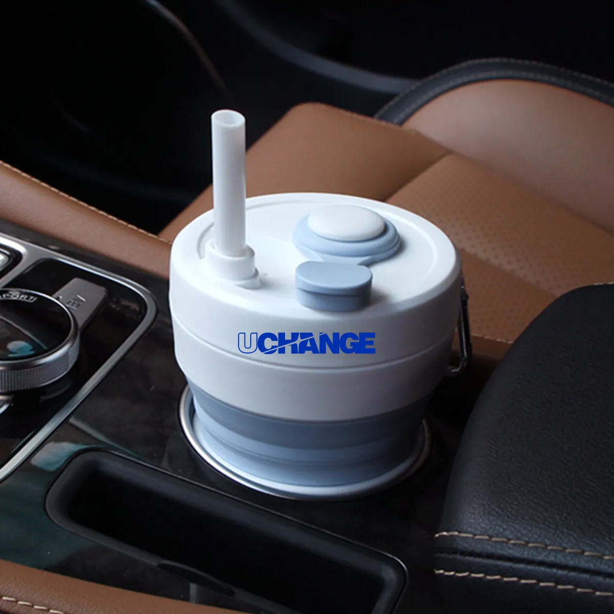 Collapsible Silicone Travel Cup With Straw And Handle 5