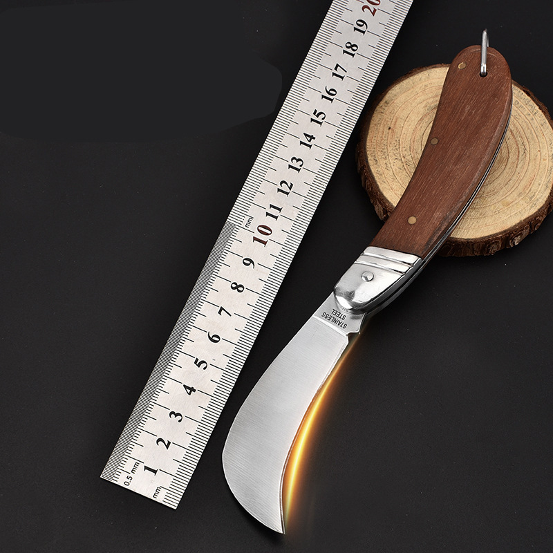 Stainless Steel Folding Pocket Knife with Wooden Handle 9