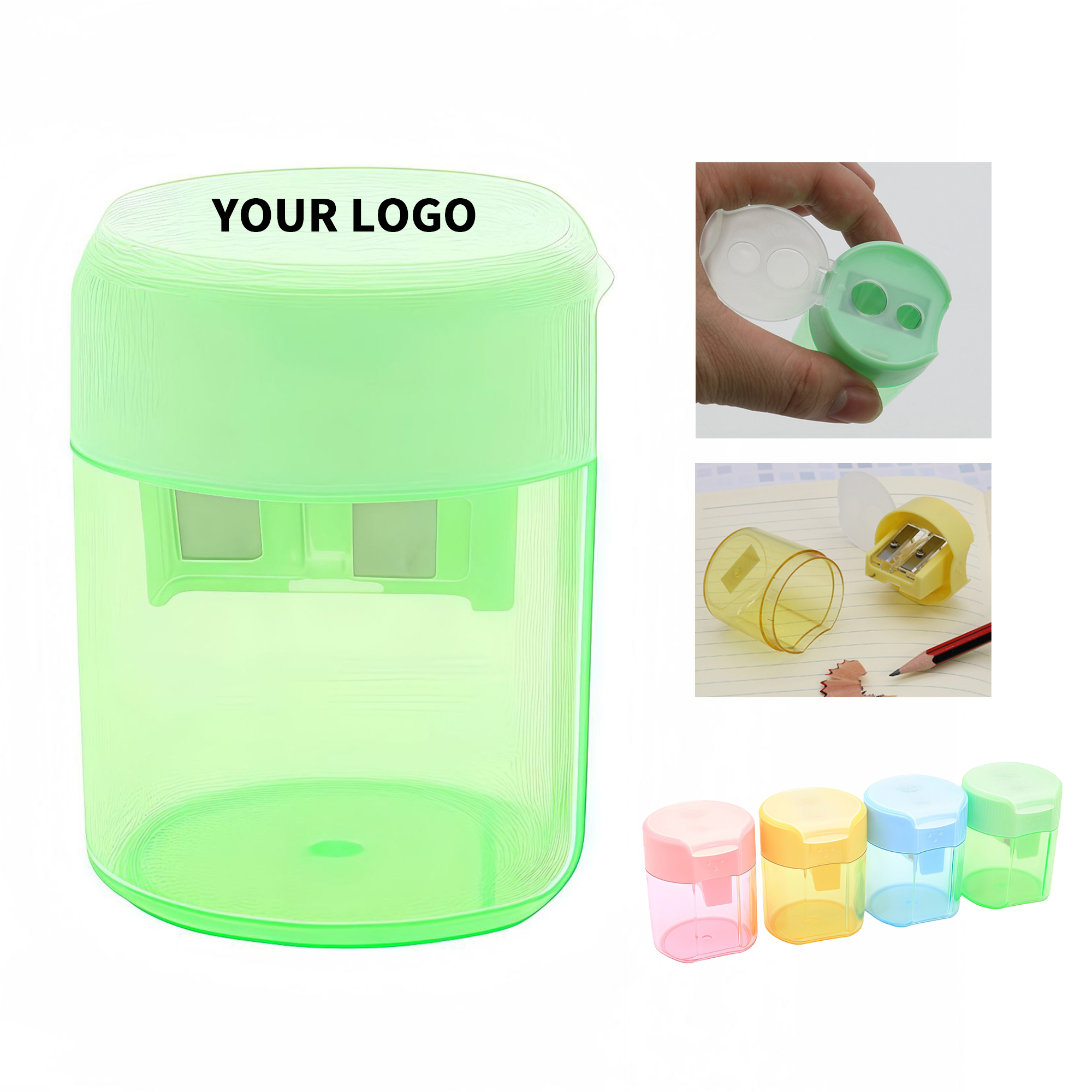 Double Hole Pencil Sharpener With Cover 2" Length X 2" Width X 1.6" Height 2