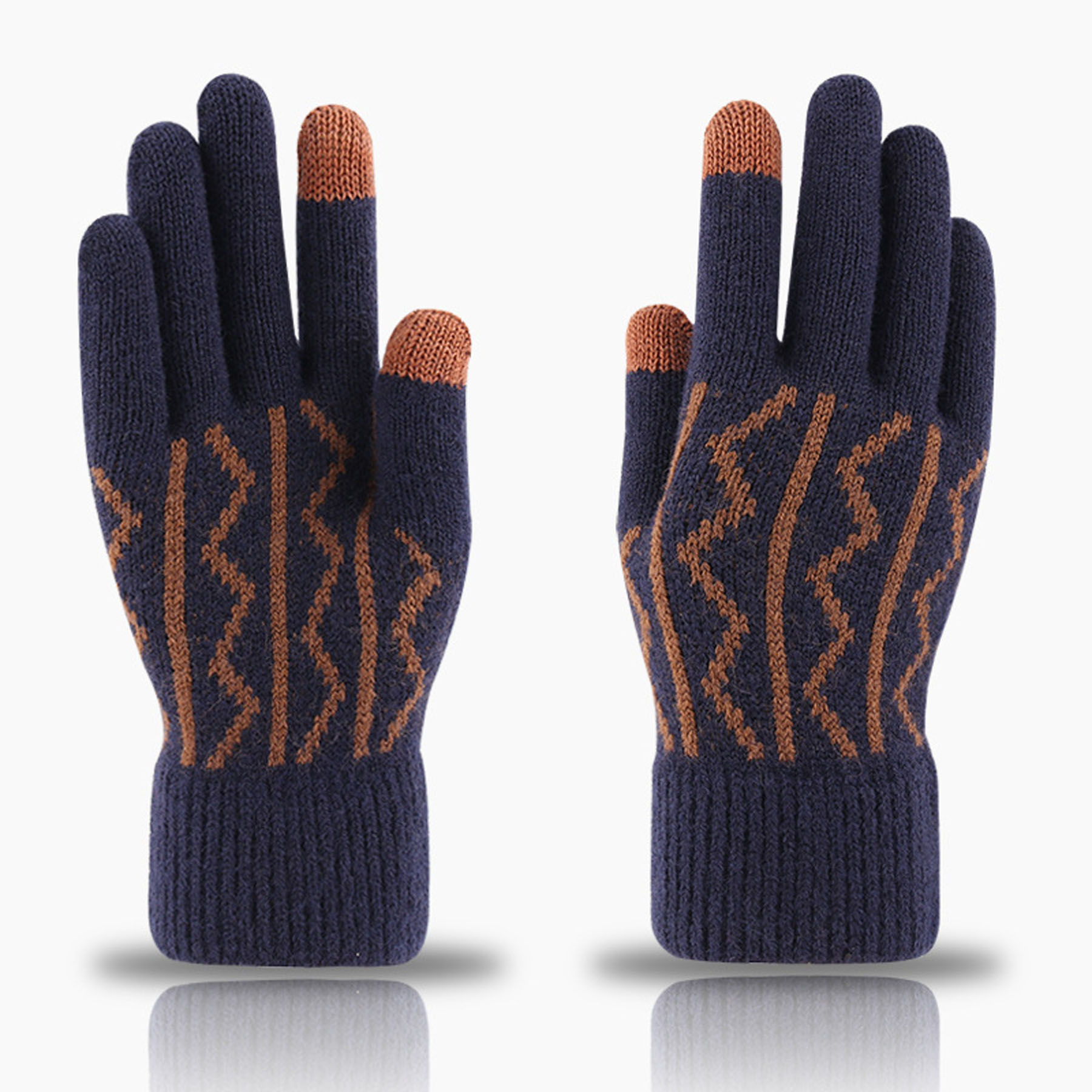 Winter Jacquard Knit Touchscreen Gloves 2