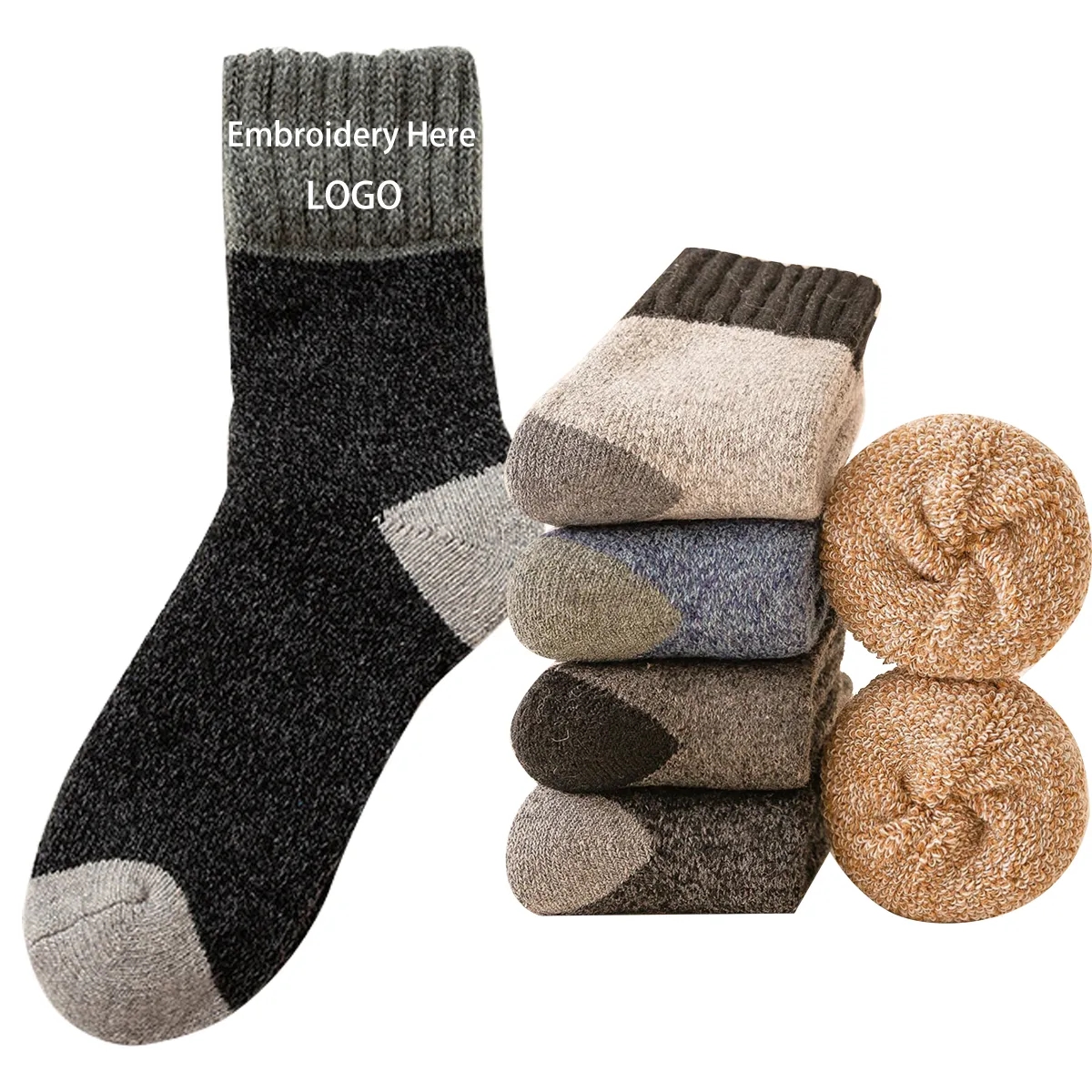Thick Warm Fleece Wool Solid Winter Cotton Unisex Socks 2