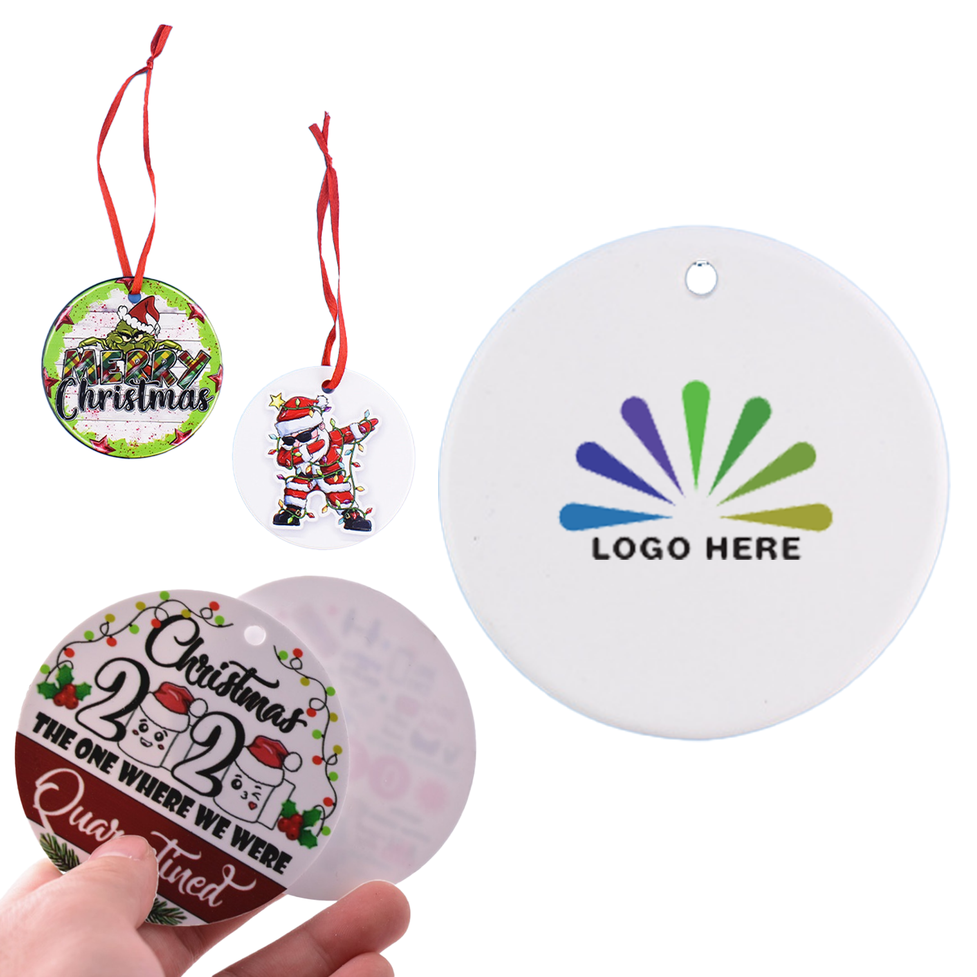 Personalized Round Hanging Decoration, 3" Custom Logo Ornament 2