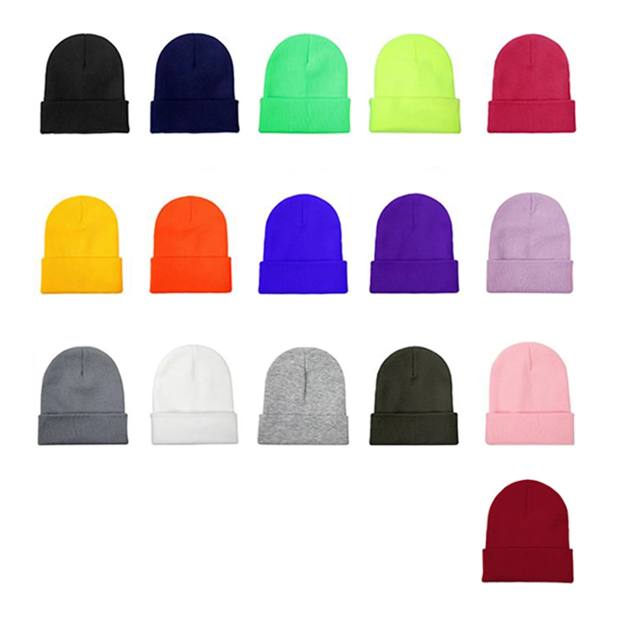 MOQ50 Embroidered Rolled Brim Knitted Beanie Ski Hat 3