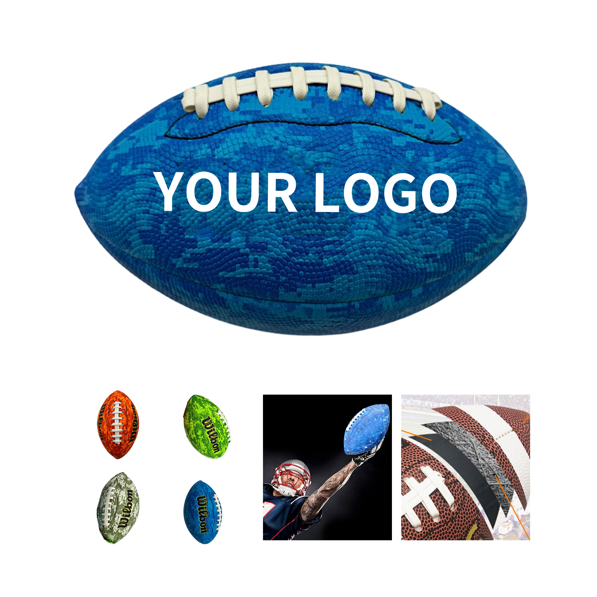 Camouflage Surface Practice Football Size 10.5" x 6" 7