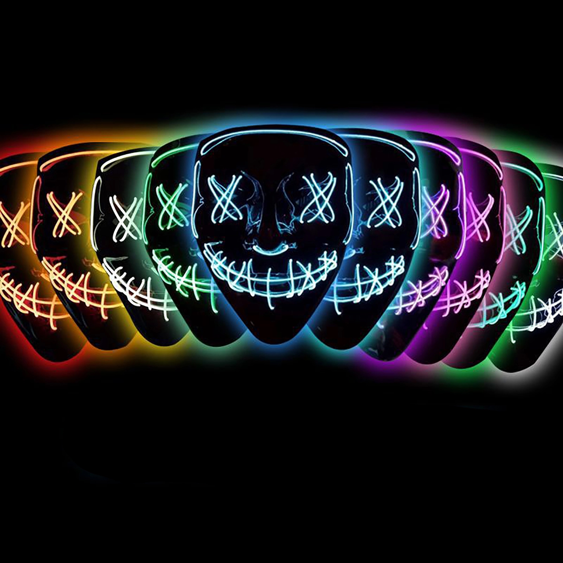 Scary LED Halloween Mask Cosplay Light Up for Men Women Kids 7