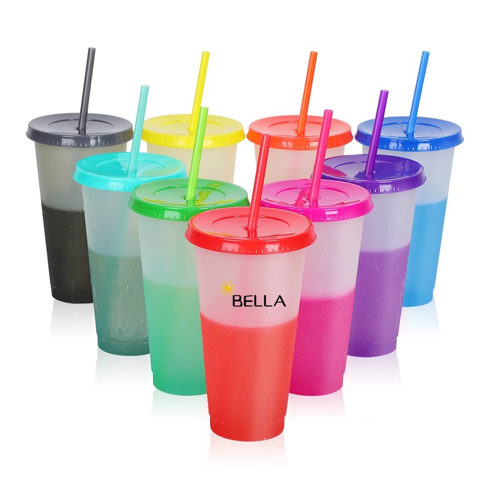 24Oz Color Changing Cup Reusable Tumbler With Lid & Straw 1