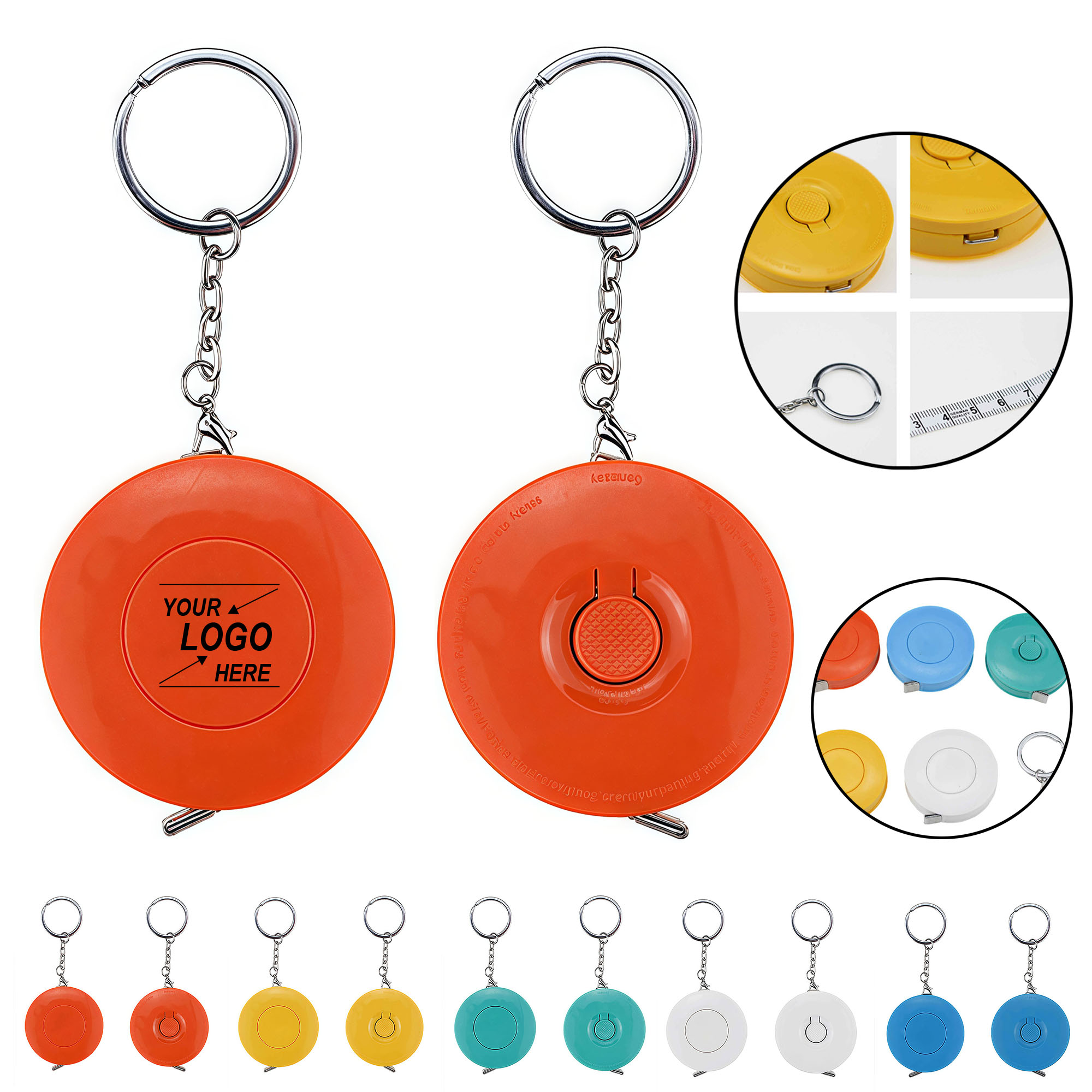 1.5m Eco-Friendly ABS Plastic Round Tape Measure with Keychain 6
