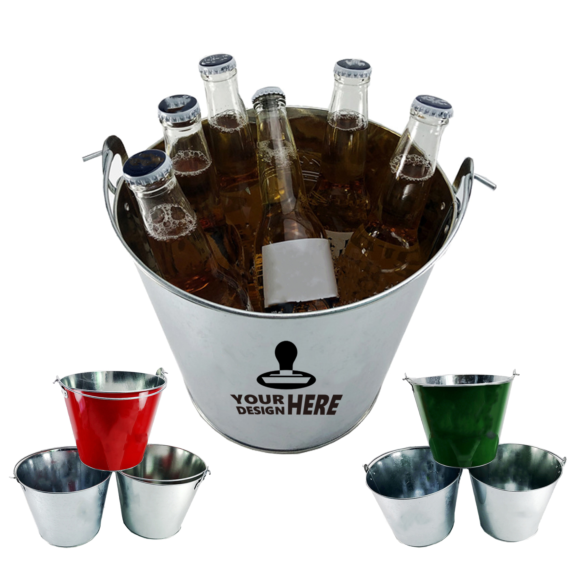 Galvanized Metal Beverage Ice Bucket 1.3 Gallon 2