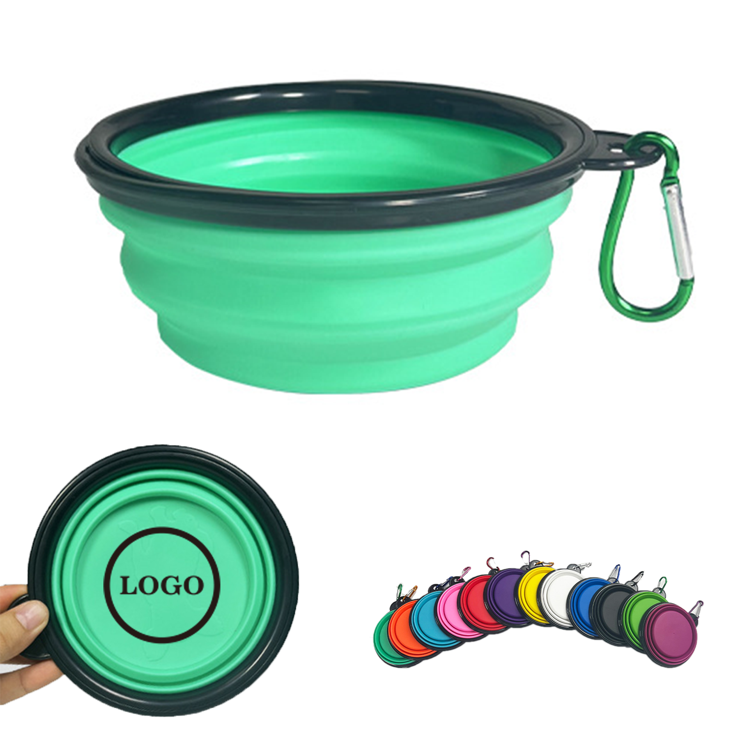33.8oz TPE Foldable Pet Bowl with Climbing Buckle 2
