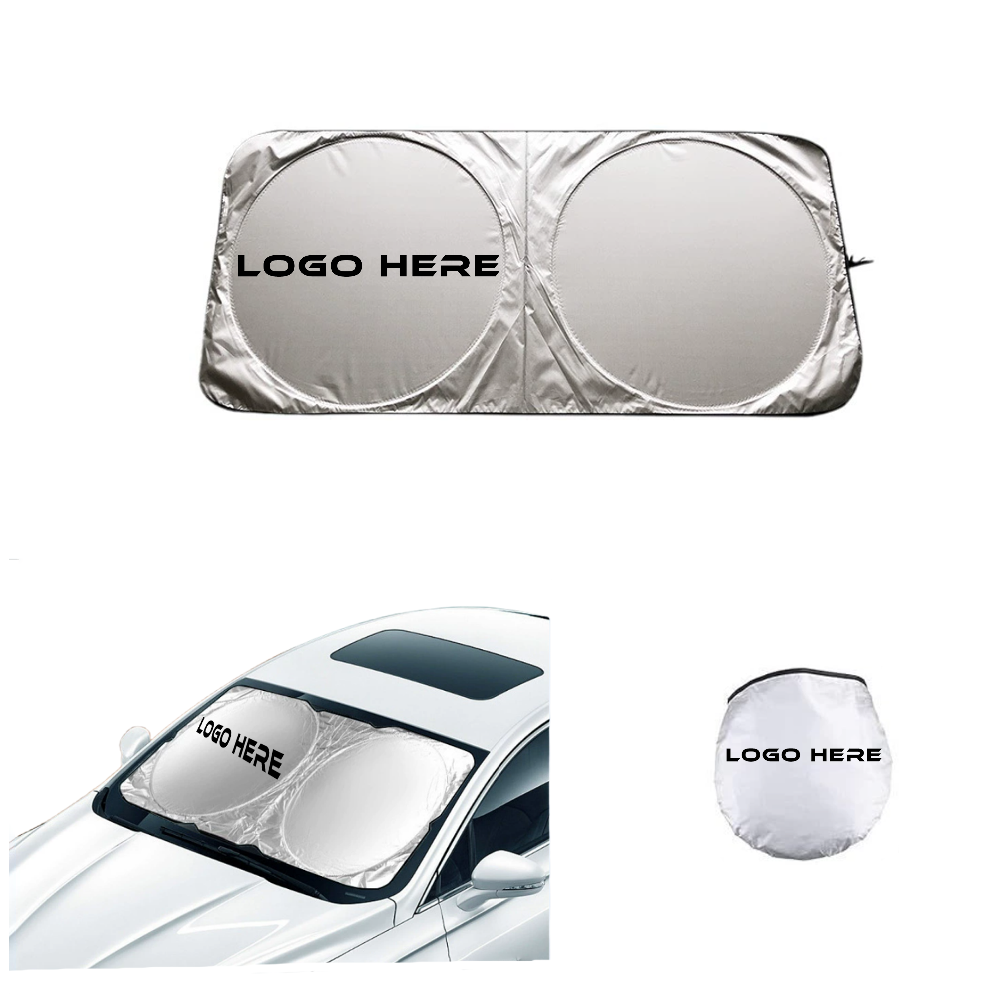 Custom Automotive Windshield Sunshades With Storage Pouch 1