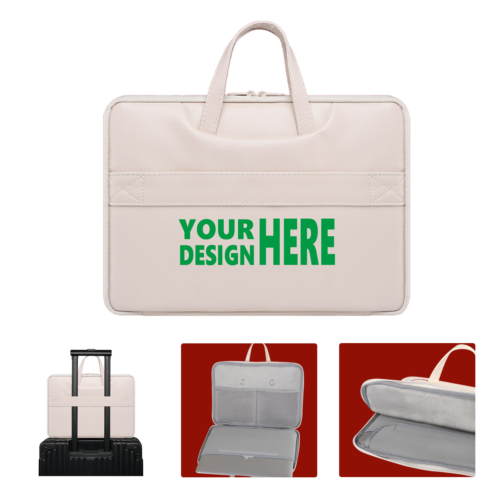 MOQ50 PU Leather Laptop Carrying Case with Handle 2