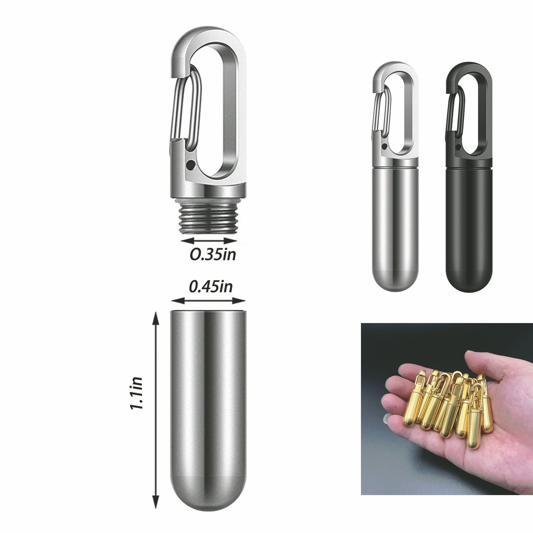 Mini Portable Pill Case With Carabiner 2