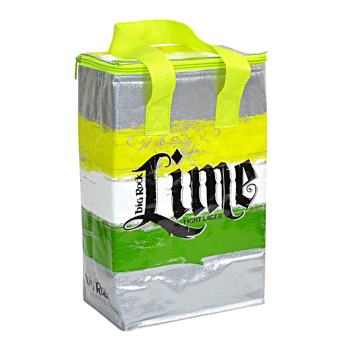 Custom Full-Color145g Laminated Woven Insulated 12-Can Cooler Bag w/3-Side Zipper Closure 9"x11"x6" 1