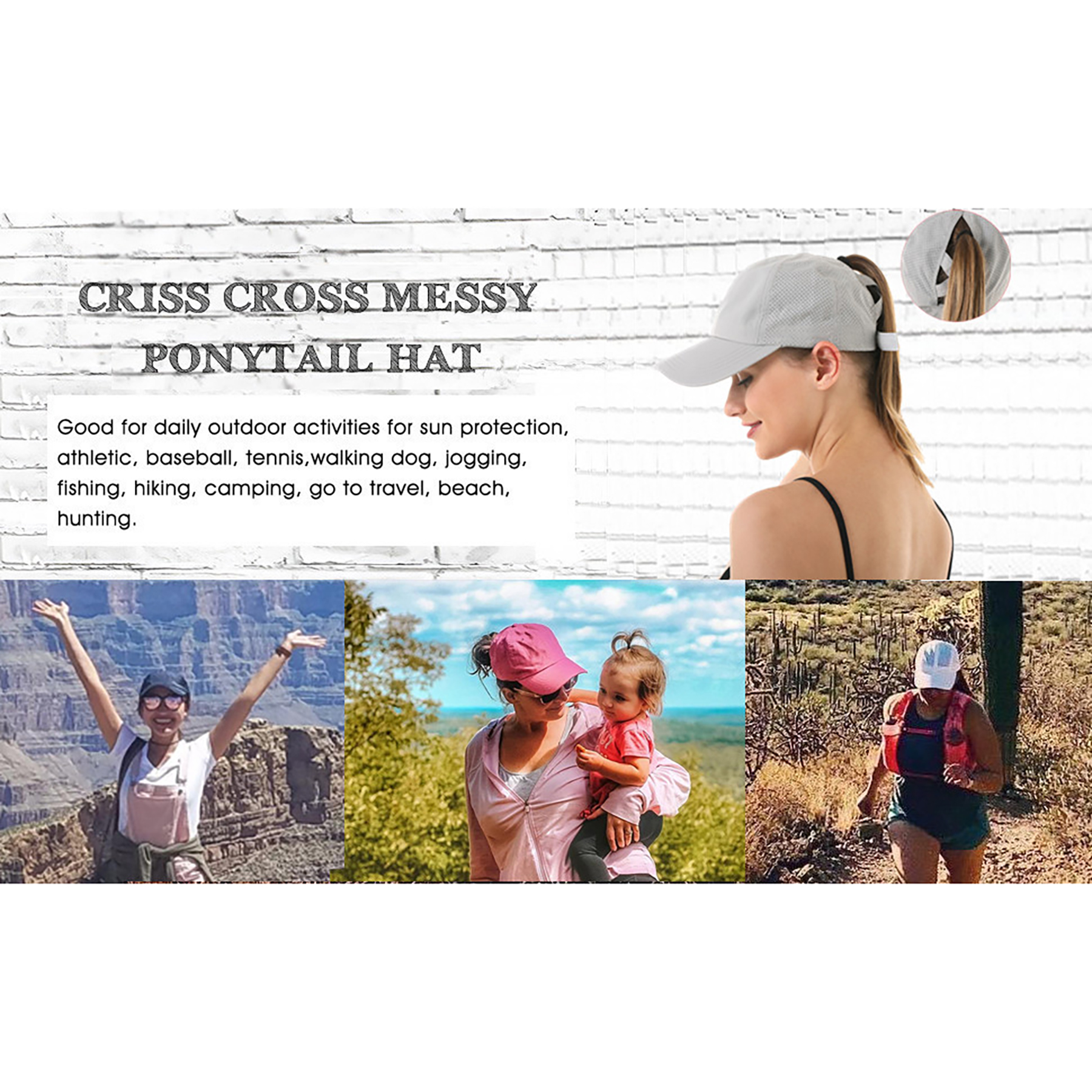 Ladies Crisscross Back Ponytail Cap 2