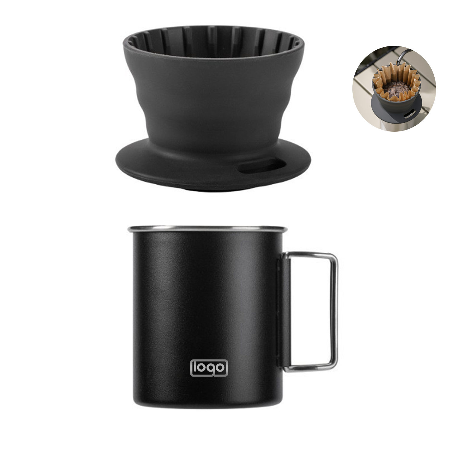 Portable Camping Coffee Kit -Hand Drip Set with Cup & Filter 1