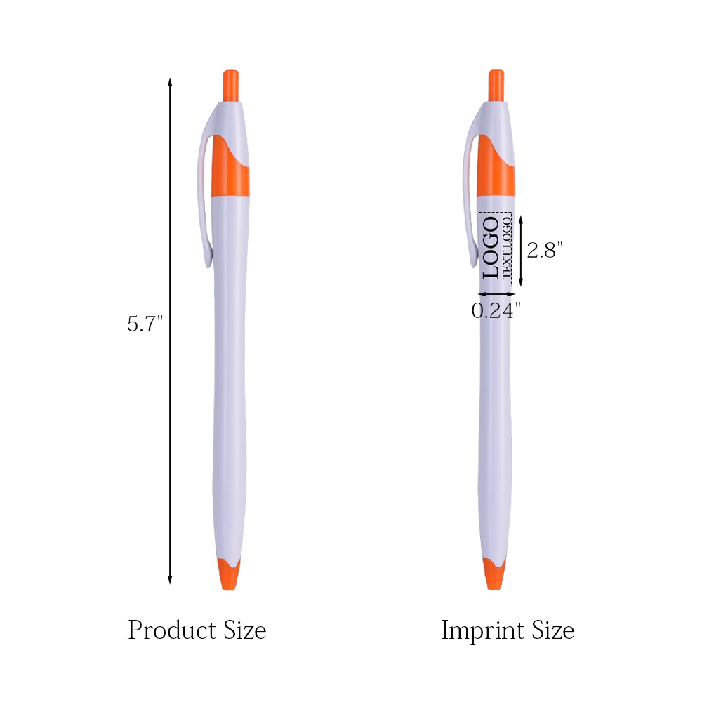 White Retractable Pen with Colored Trim 10
