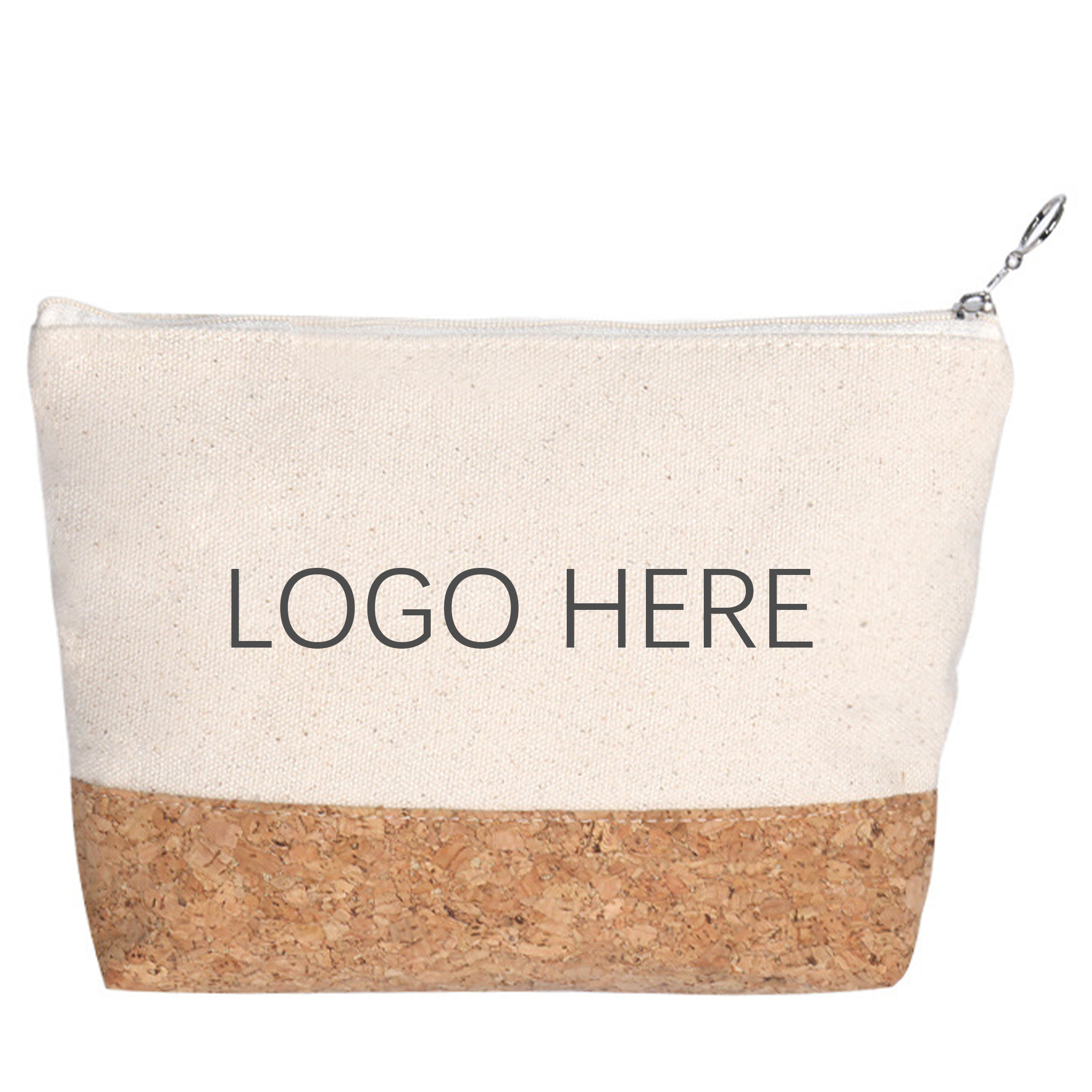 Natural Cork Accent Canvas Makeup Bag Travel Toiletry Pouch 3
