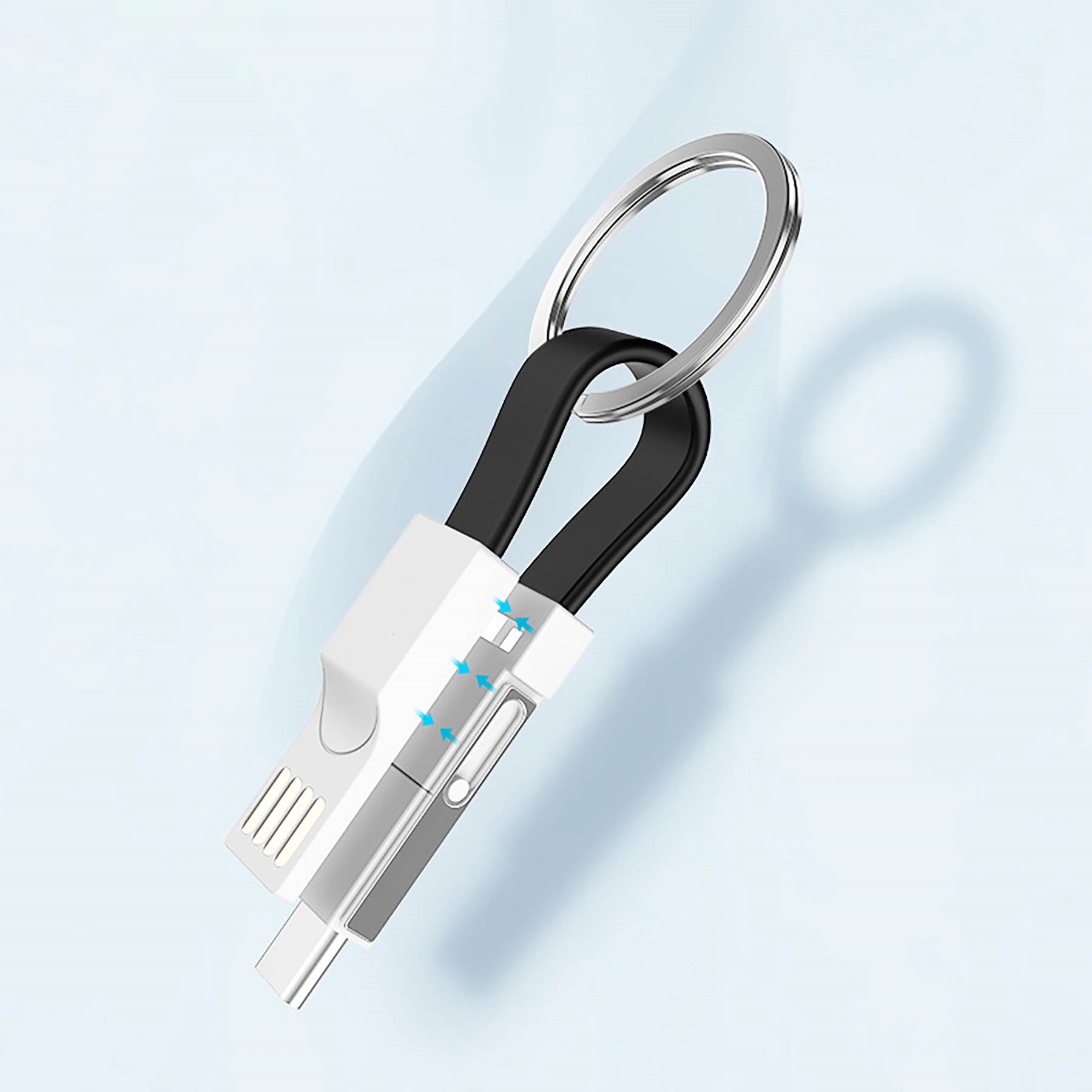 Lightning Cable Keychain 3in1 Short Fast Charging Cord 3