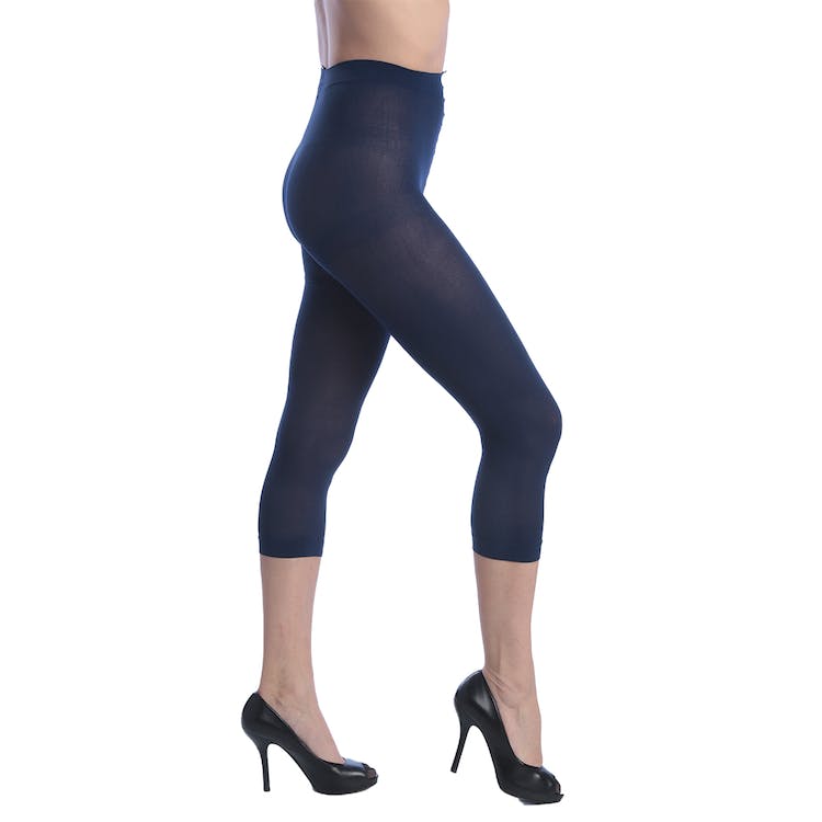Women's Opaque Footless Capri Tights - Navy One Size Fits Most 1