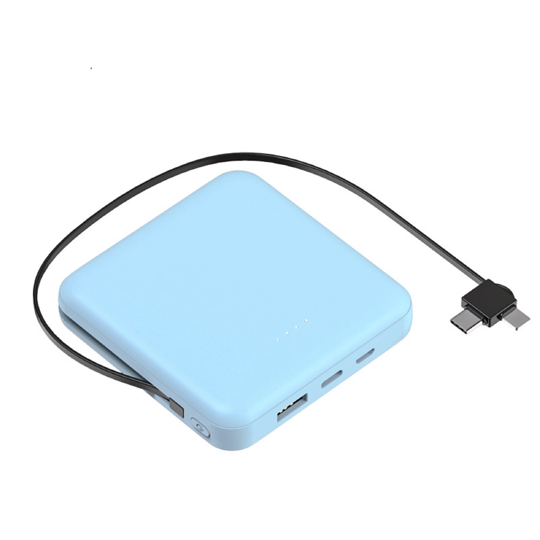 Square 10000 mAh Power Bank with Built in Cable 3