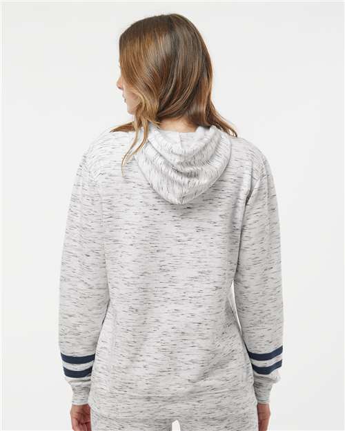 Women's Mélange Fleece Striped-Sleeve Hooded Sweatshirt - 8674 25