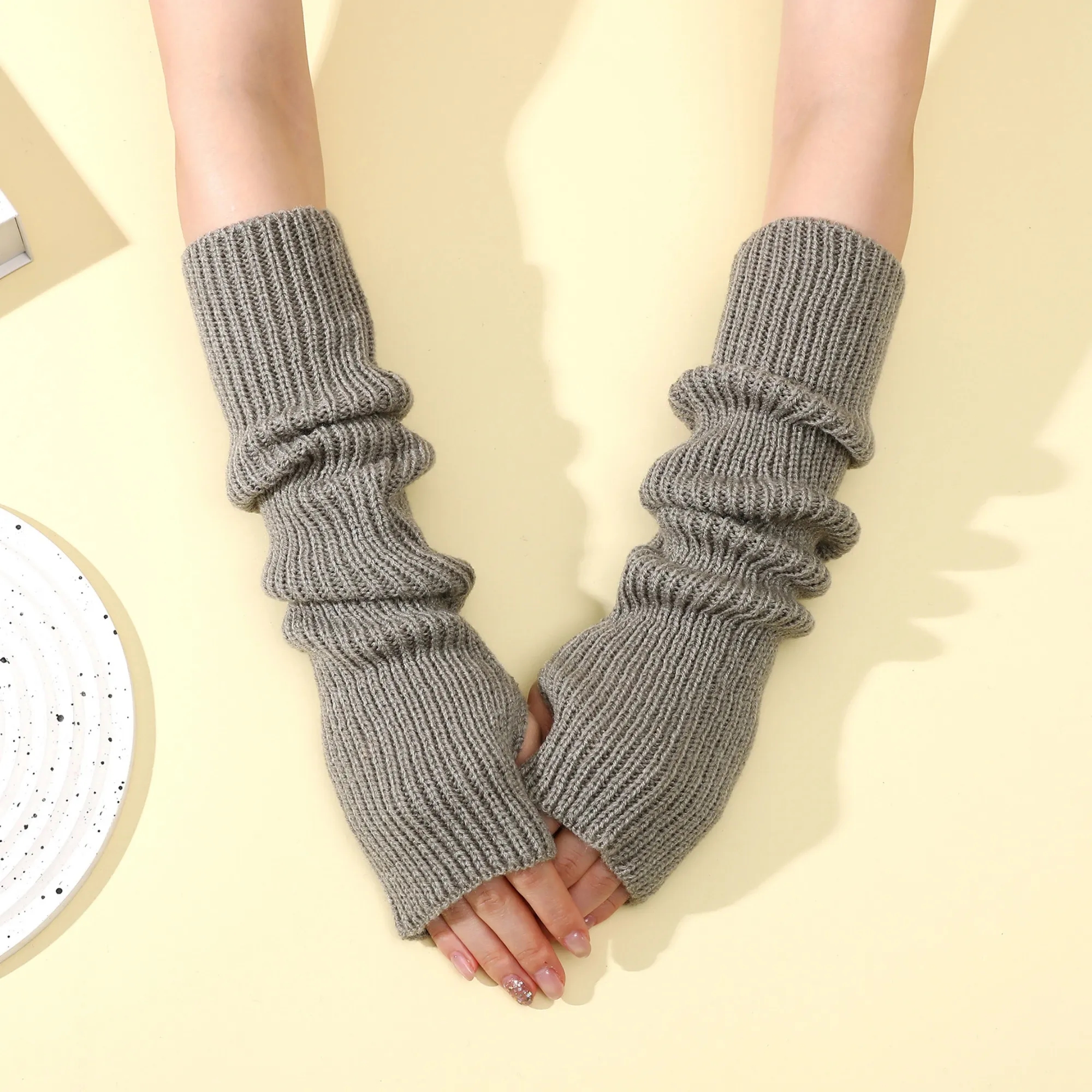 Long Fingerless Knit Winter Arm Warmers 9