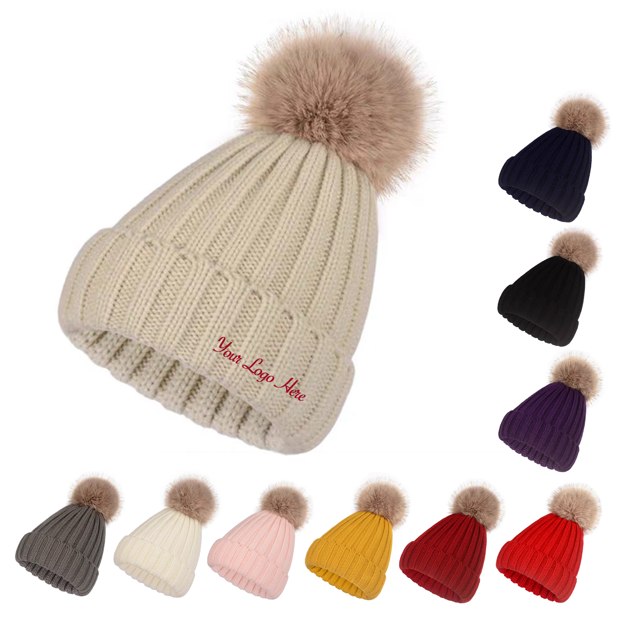 Women Winter Cuffed Knitted Beanie Hat 2