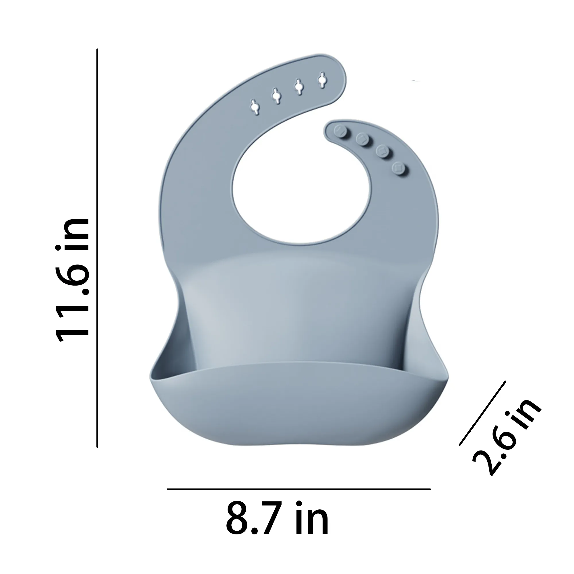 MOQ 50 Silicone Baby Bib Adjustable Deep Pocket Feeding 3
