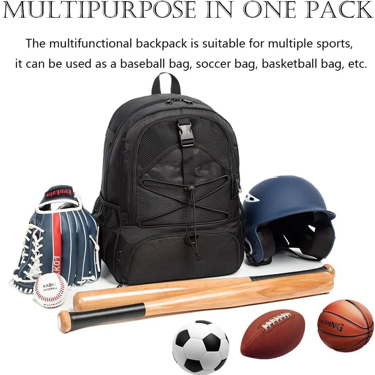 Backpack Can Hold Sports Gear Such As Helmet Basketball 5