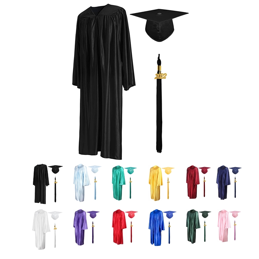 Shiny Graduation Gown Cap Tassel Set 3