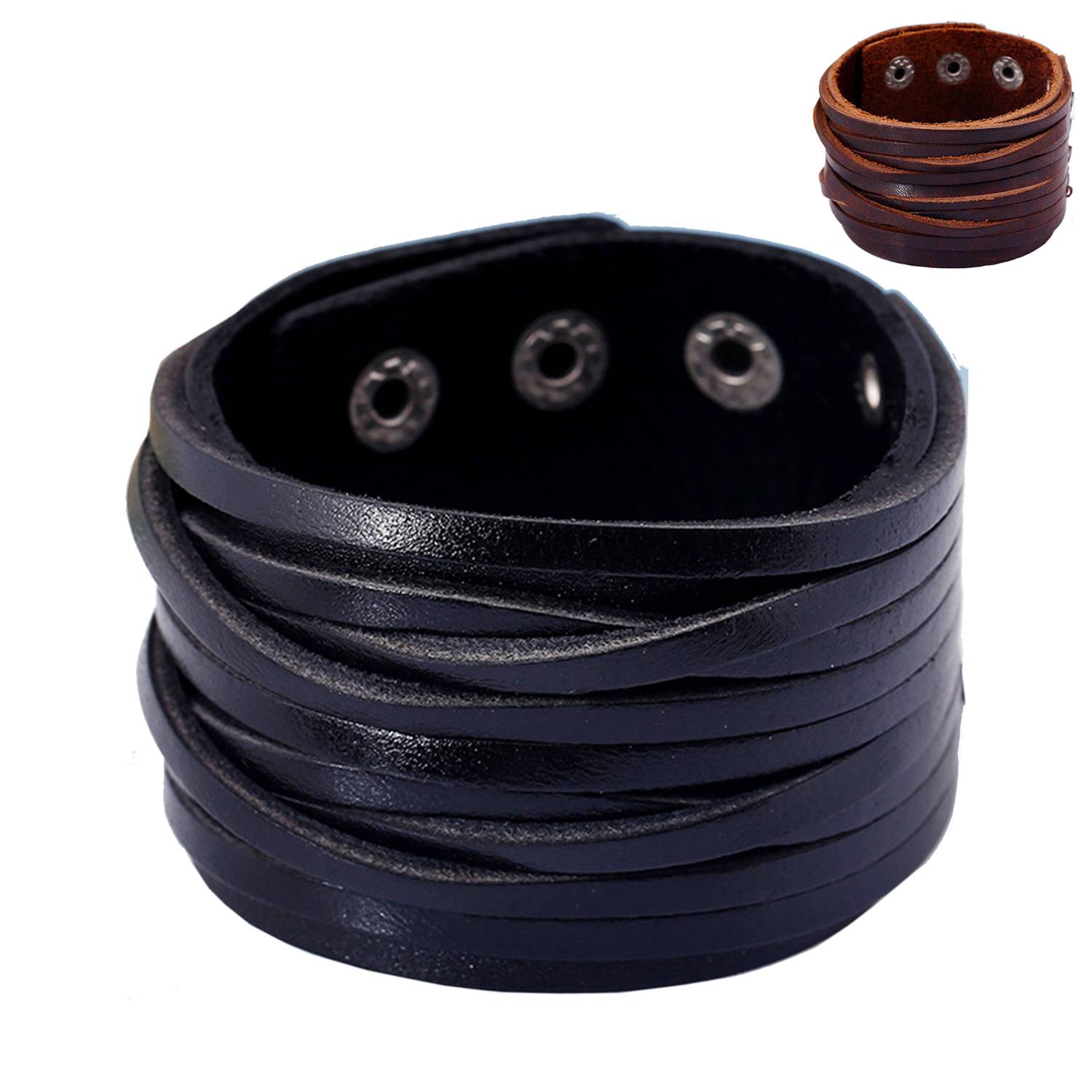 PU Punk wide-skin woven bracelet 3