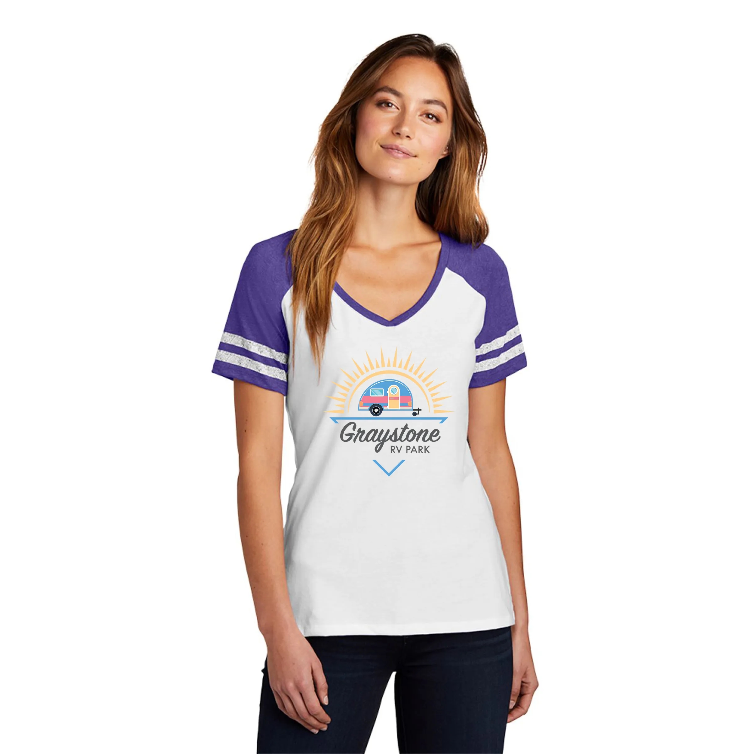 DISTRICT MADE(R) LADIES GAME V-NECK TEE 14