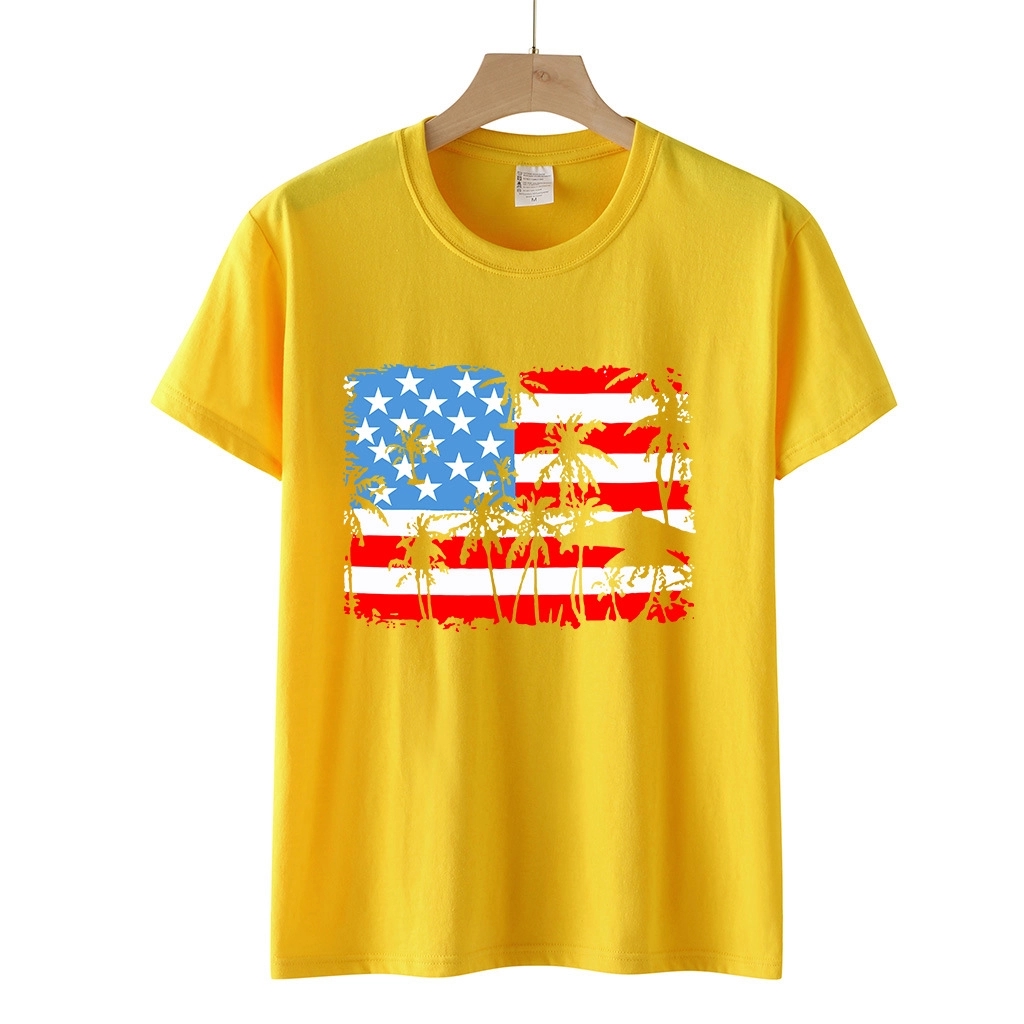 Women American Flag Graphic Short Sleeve Round Neck T-shirt 4