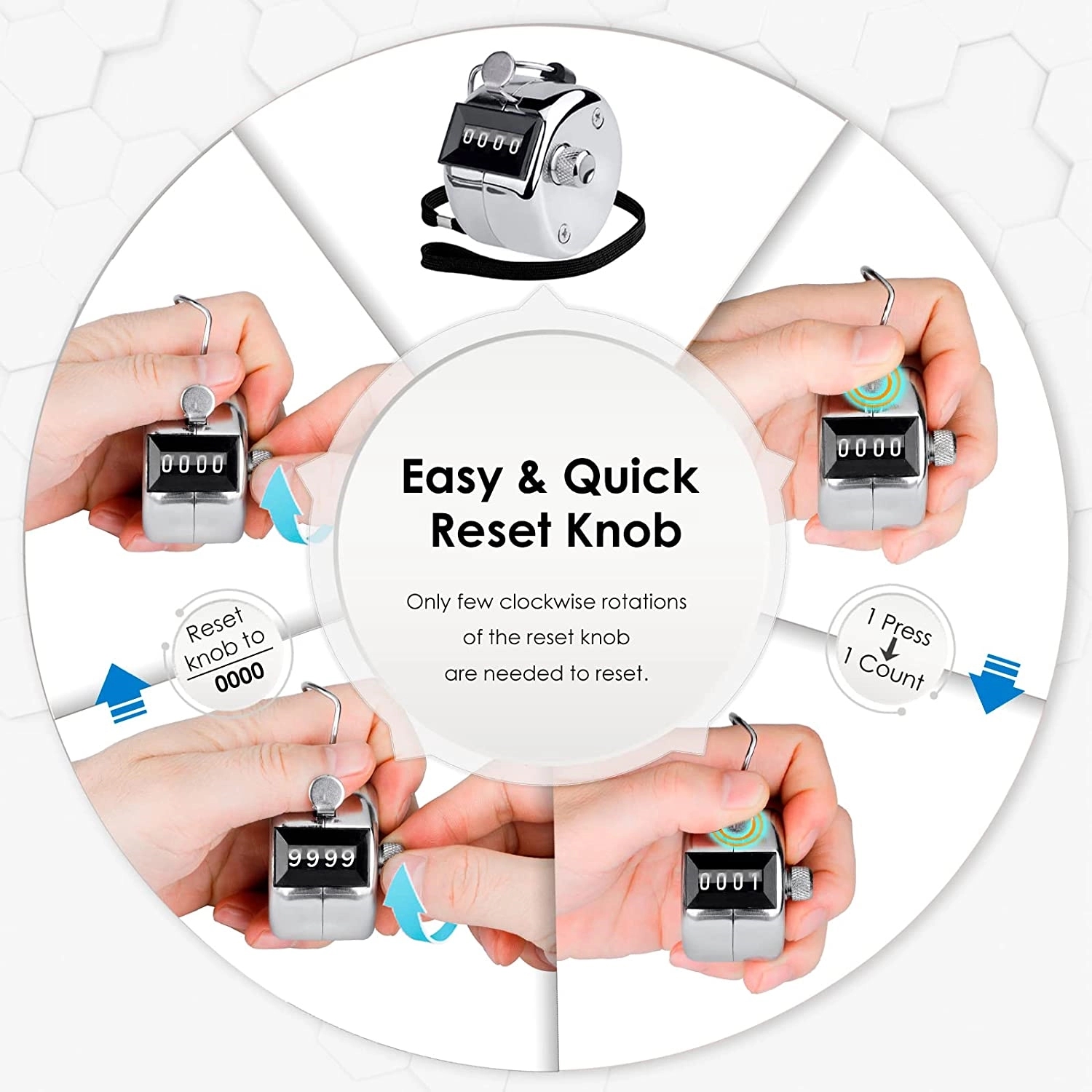 Metal Mechanical 4-Digit Number Count Clicker Counter 2