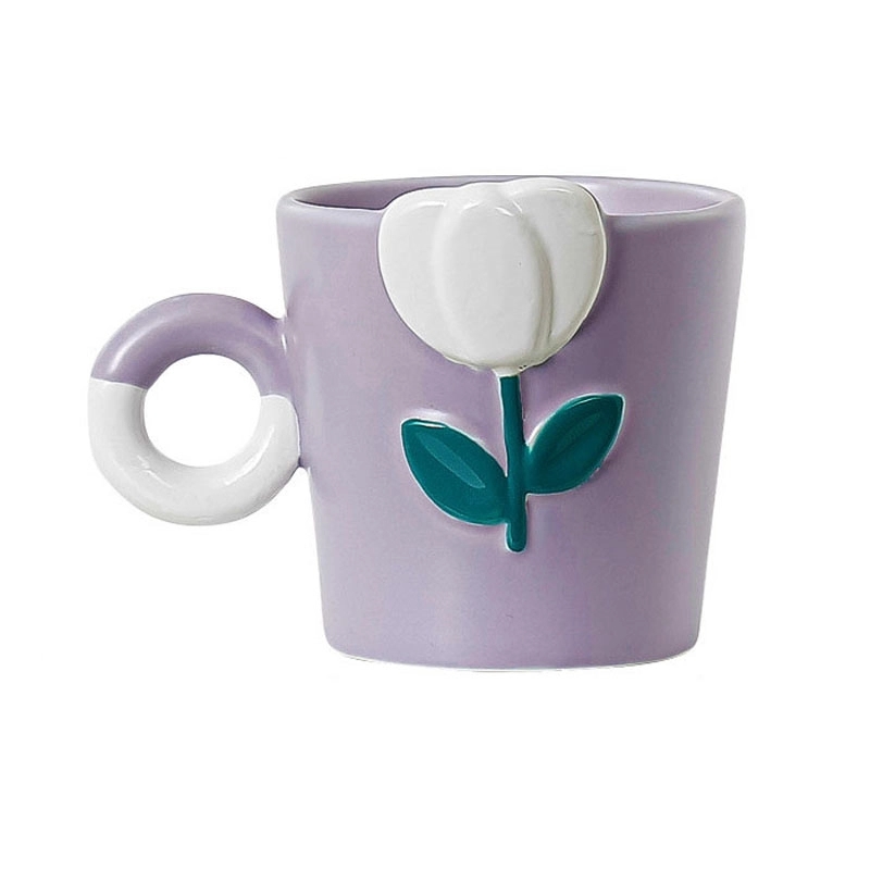 Custom 12 OZ Ceramic Coffee Mug with Beautiful tulip 6