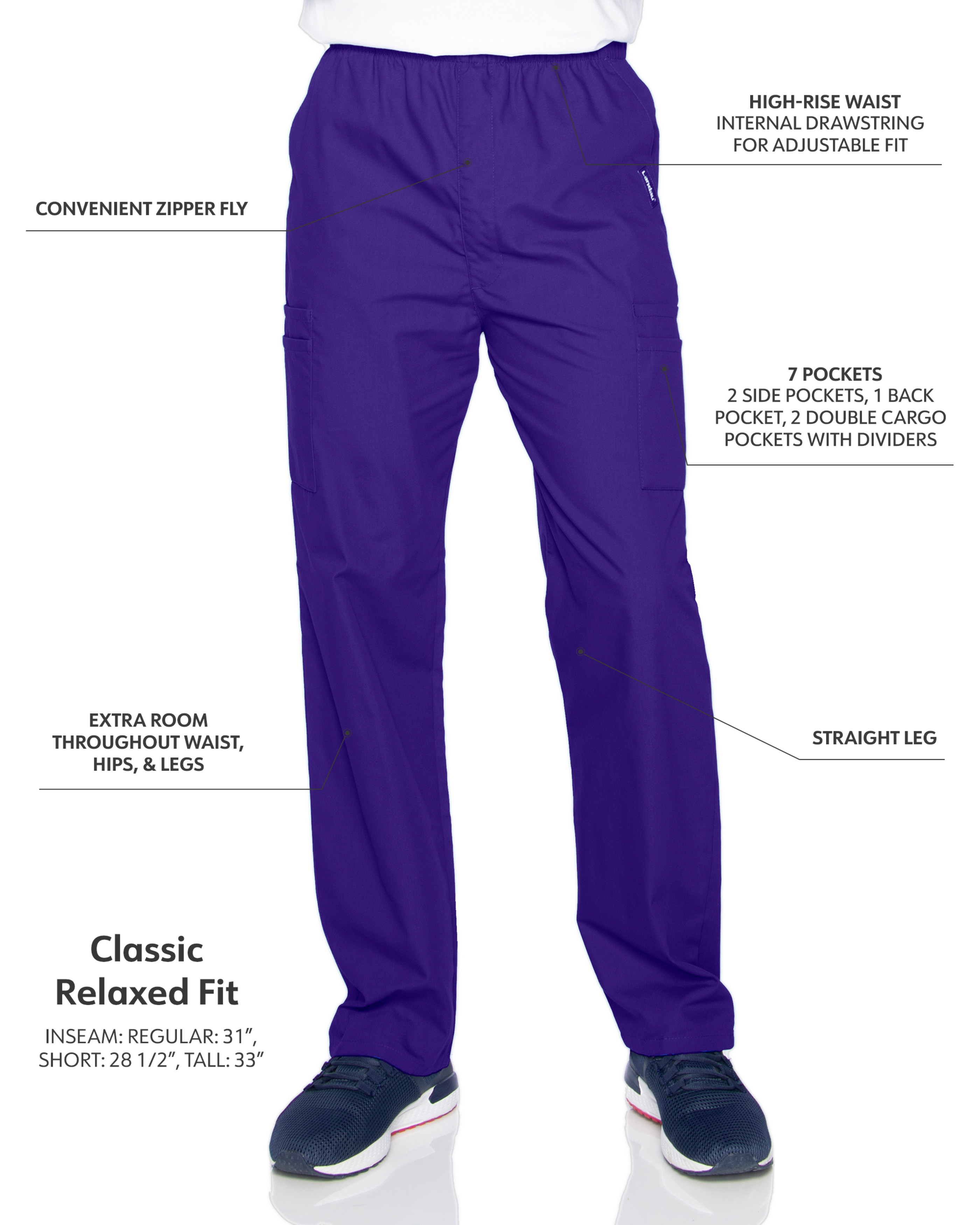 Landau - Essentials - Men's Seven-Pocket High-Rise Elastic Waist Cargo Pant 24