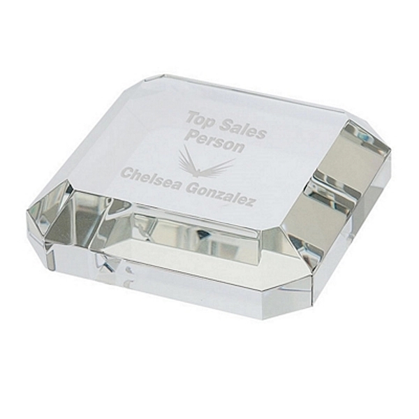 Beveled Crystal Paperweight - Square 3