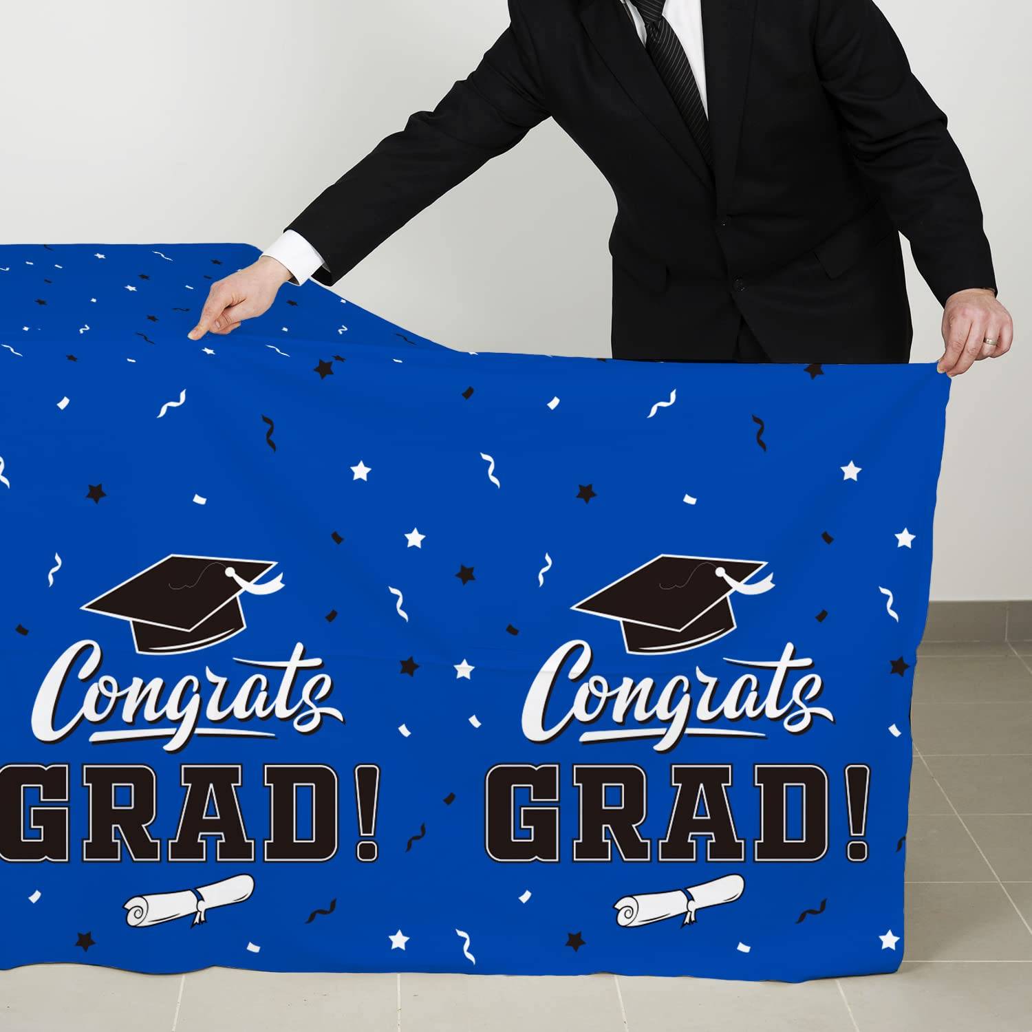 Blue-Themed Graduation Party Plastic Tablecloth 1