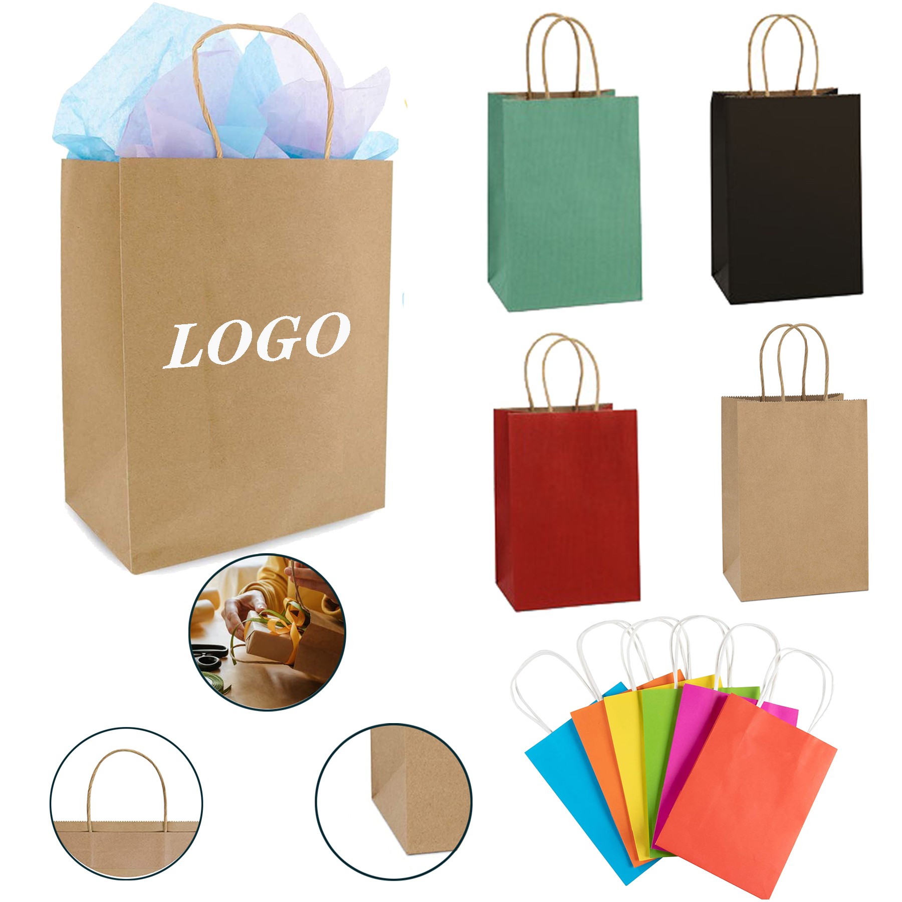 Burlap Wine Bottle Bags w/Drawstring (10.6"x8.3")